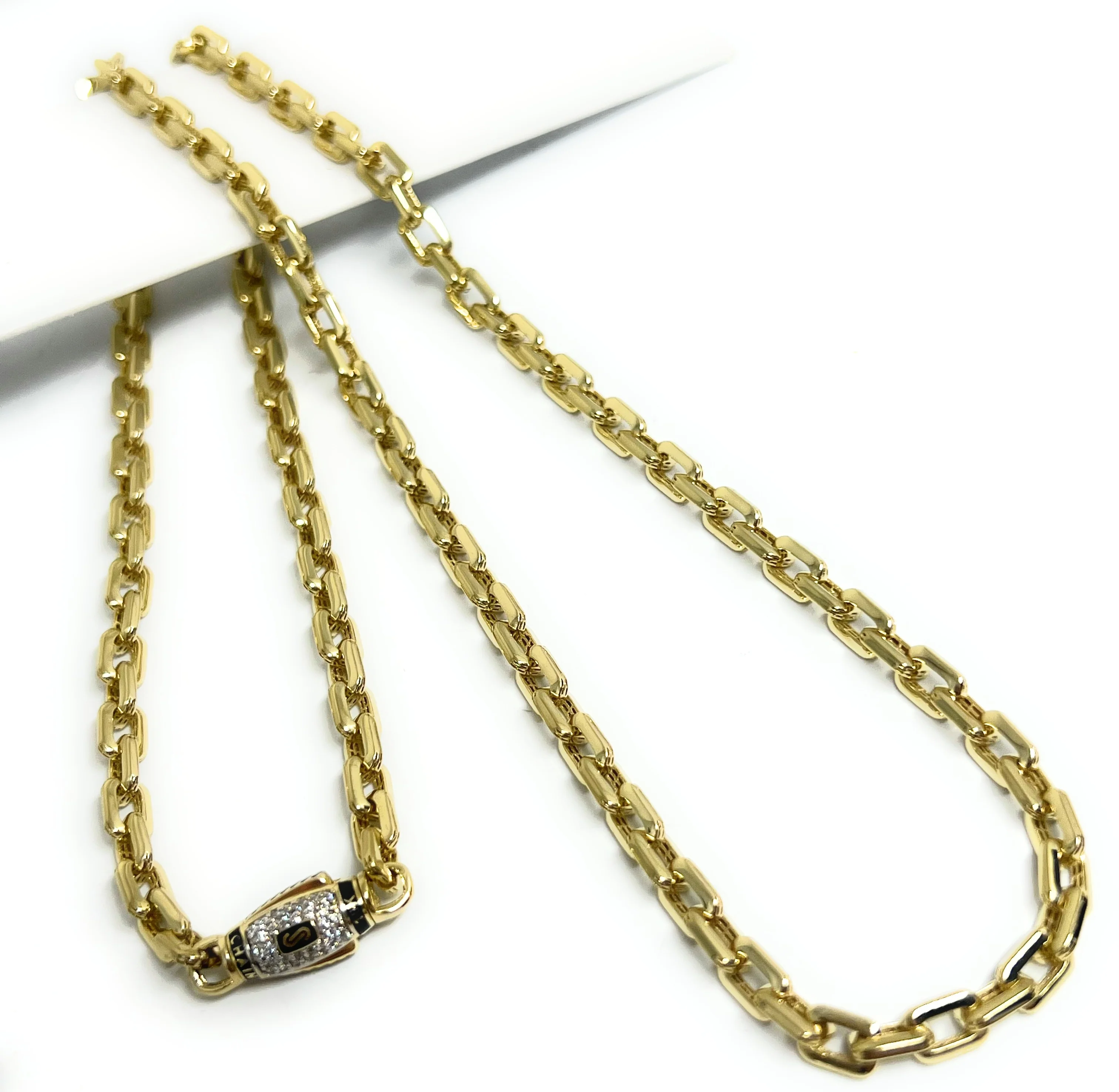 10k Solid Gold MONACO HERMES LINK CAVO WITH CZ LOCK 18-26 inch 5mm (SEMI-HOLLOW) - Image 5