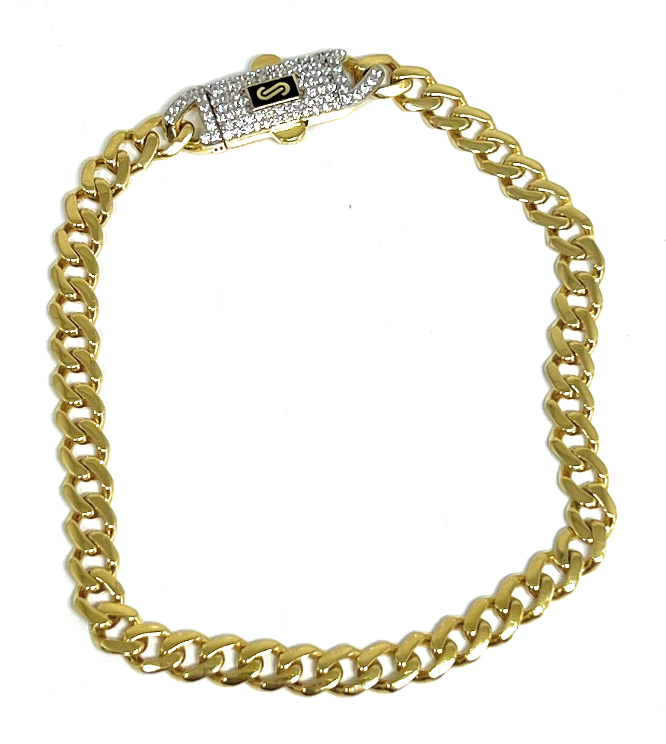 10k Solid Gold Monaco Miami Cuban Link Brracelet 7 inch 5mm SWAROVSKI CZ Lock (Semi-Hollow) - Image 4
