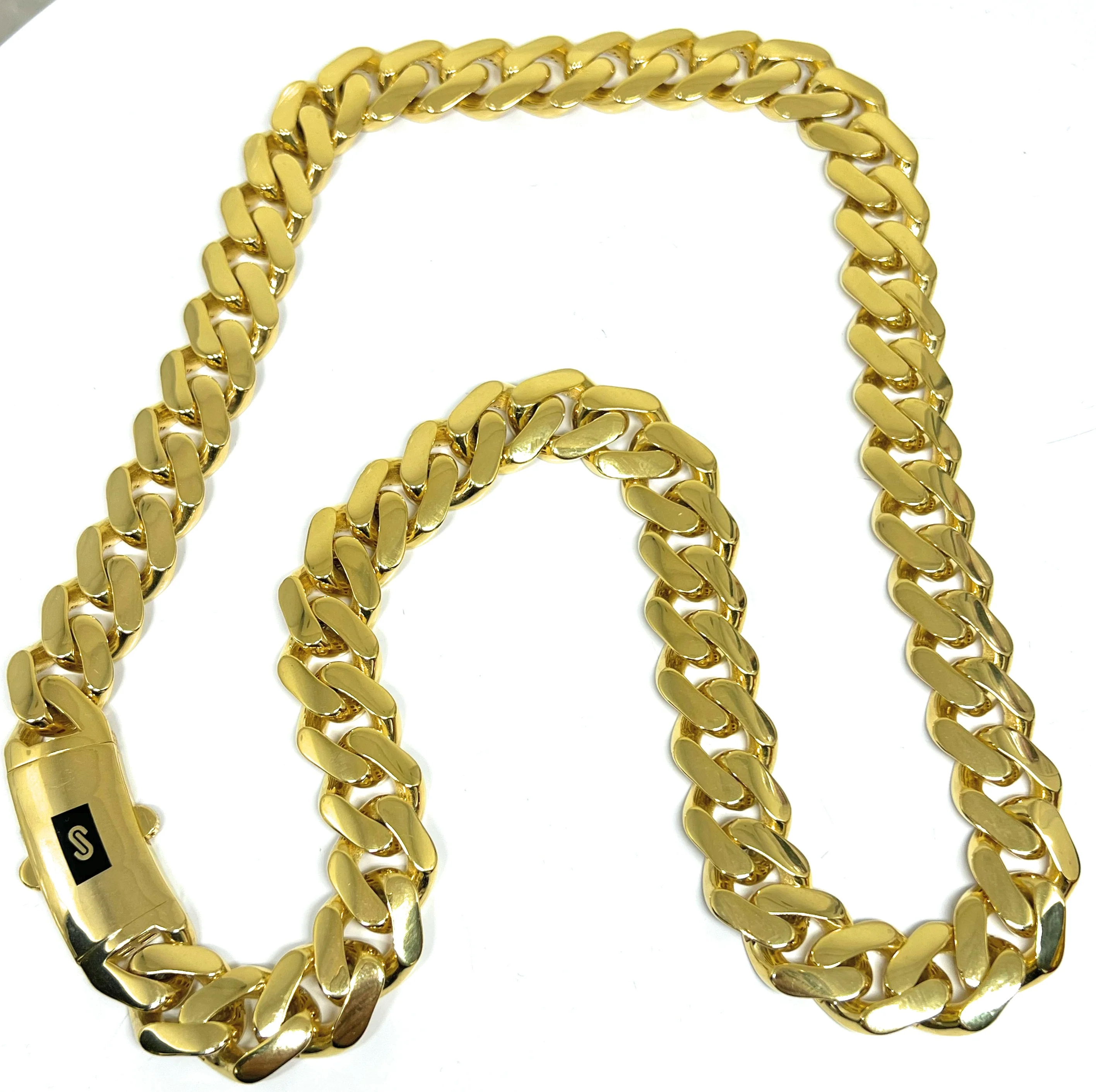 10k Solid Gold Monaco Miami Cuban Link Chain 20-26 inches 15mm (Semi-Hollow) 47-59g - Image 4