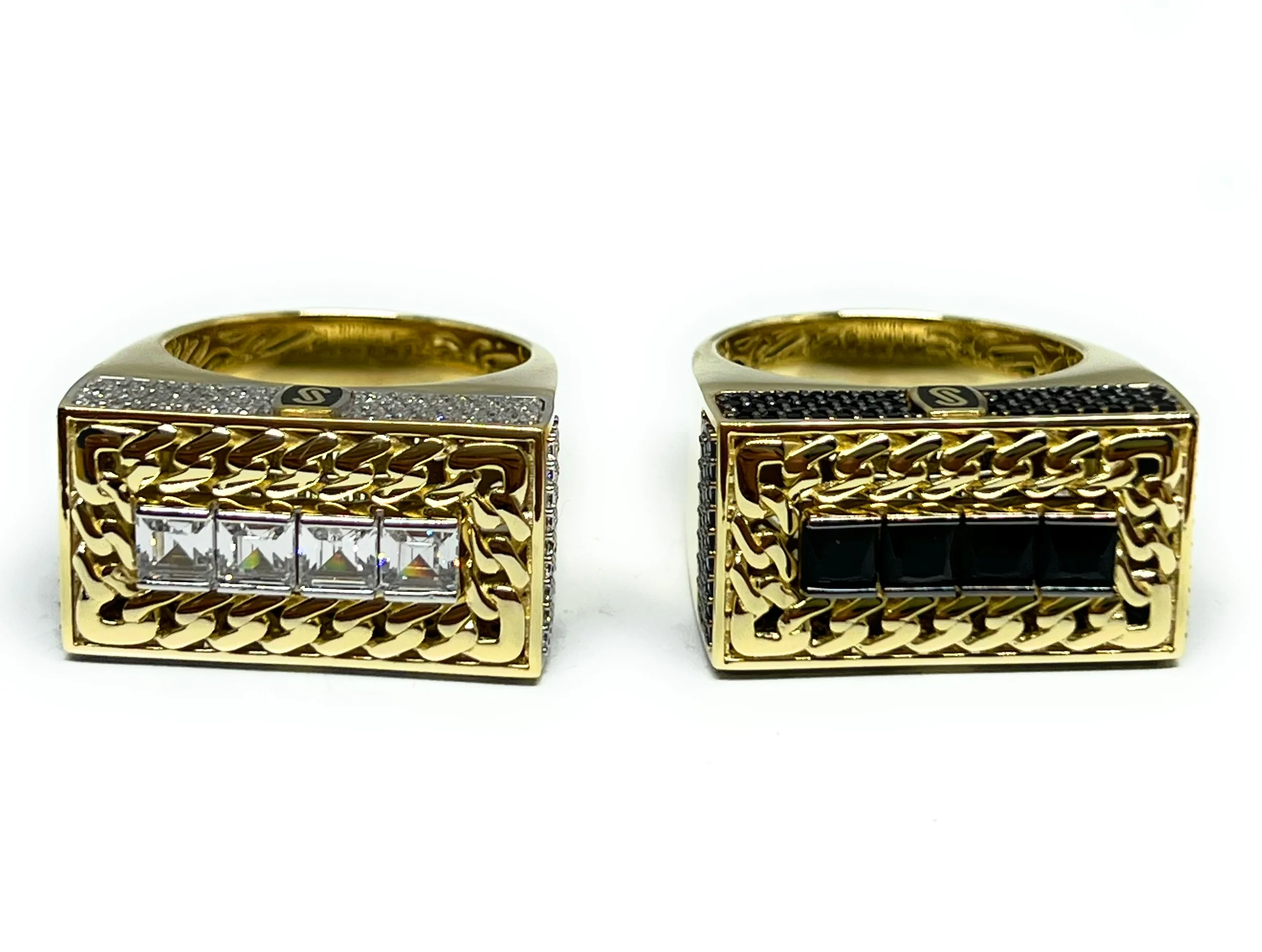 10k Solid Gold MONACO NERO CZ MENS CUBAN LINK RING (NERO 4) - Image 2