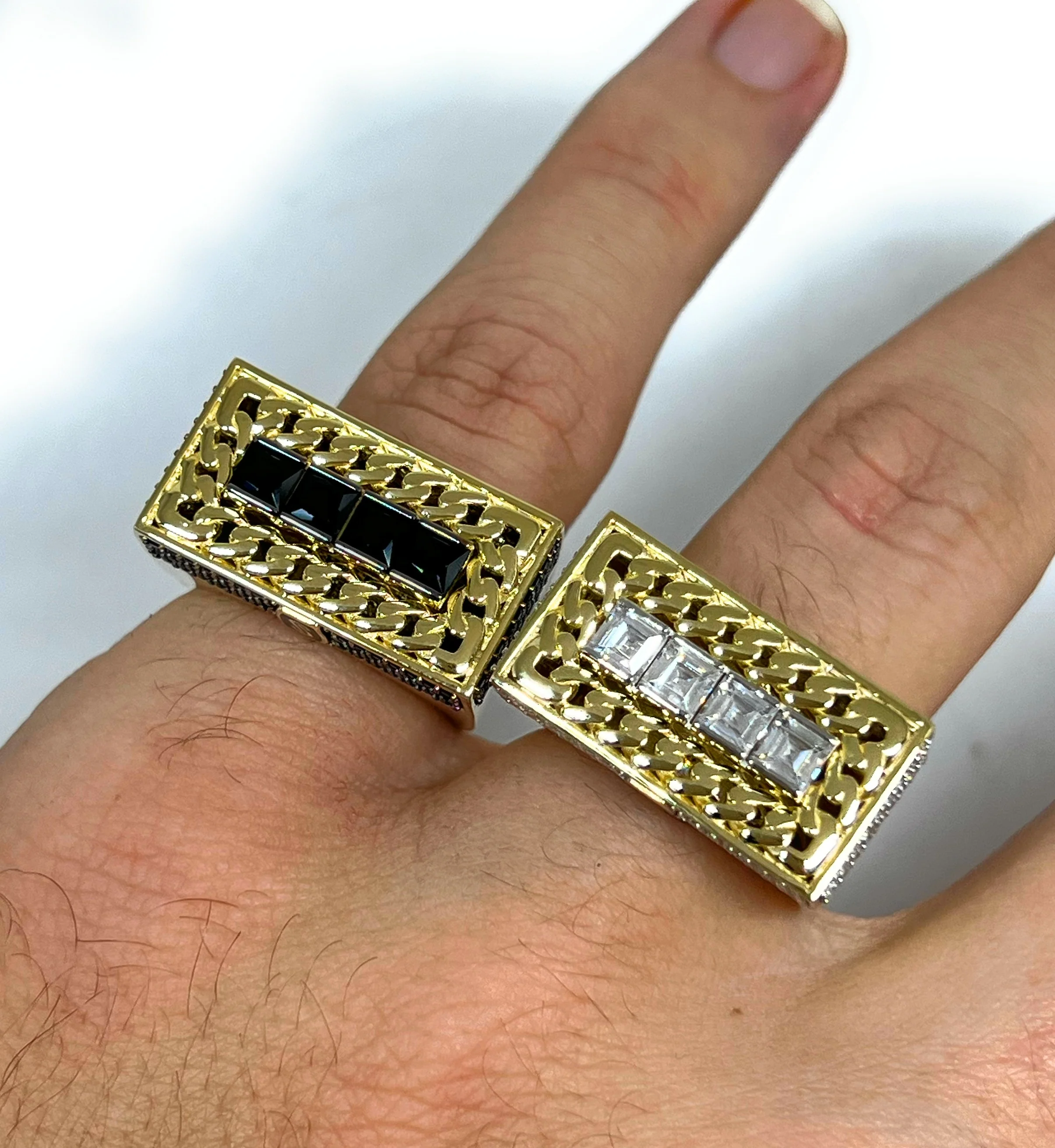 10k Solid Gold MONACO NERO CZ MENS CUBAN LINK RING (NERO 4) - Image 6
