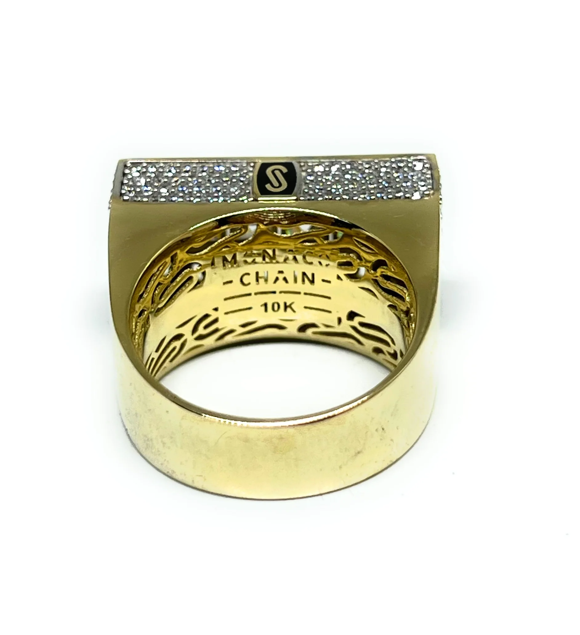 10k Solid Gold MONACO NERO CZ MENS CUBAN LINK RING (NERO 4) - Image 7