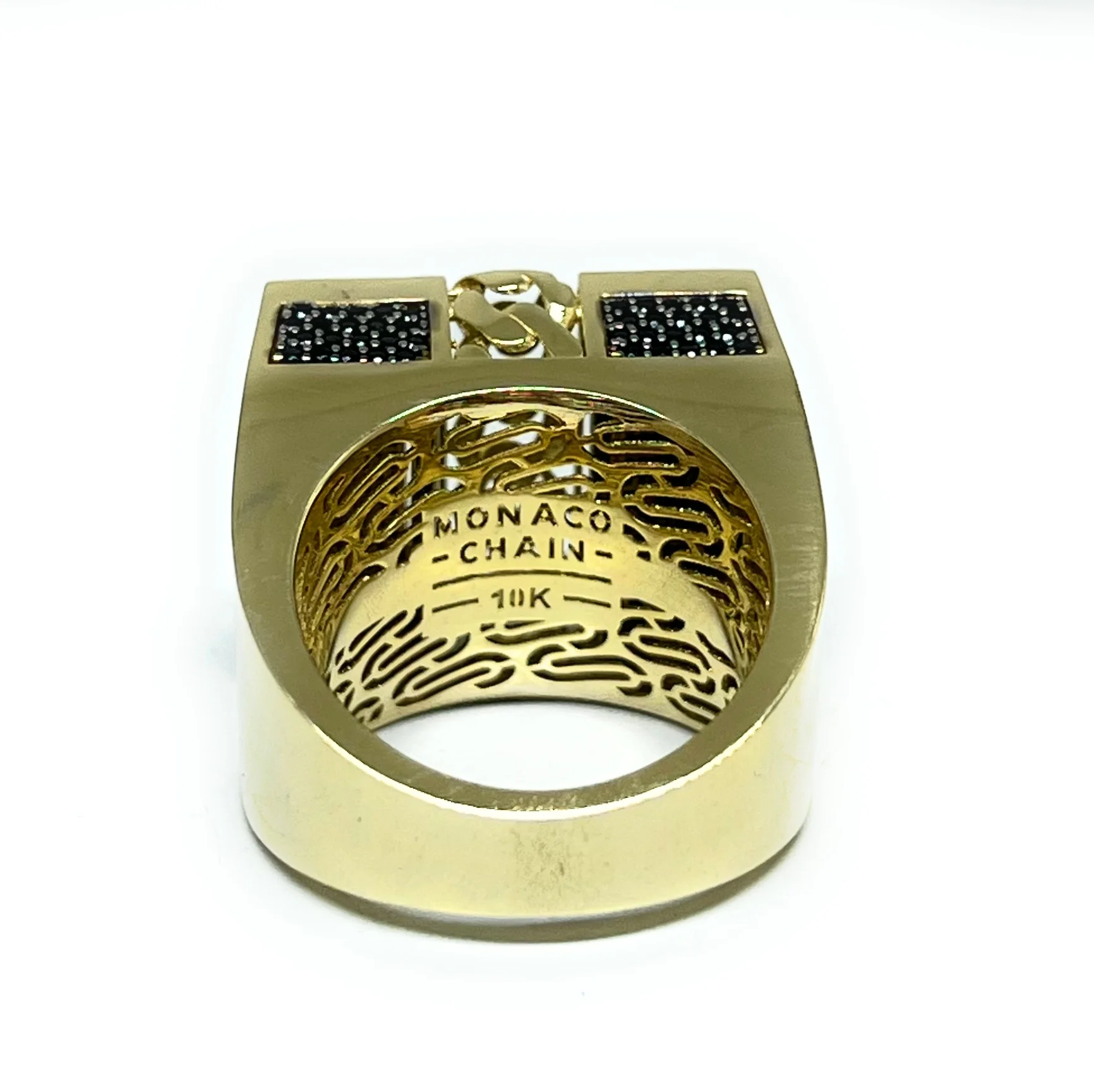 10k Solid Gold MONACO NERO CZ MENS CUBAN LINK SQUARE RING (NERO 13) - Image 10