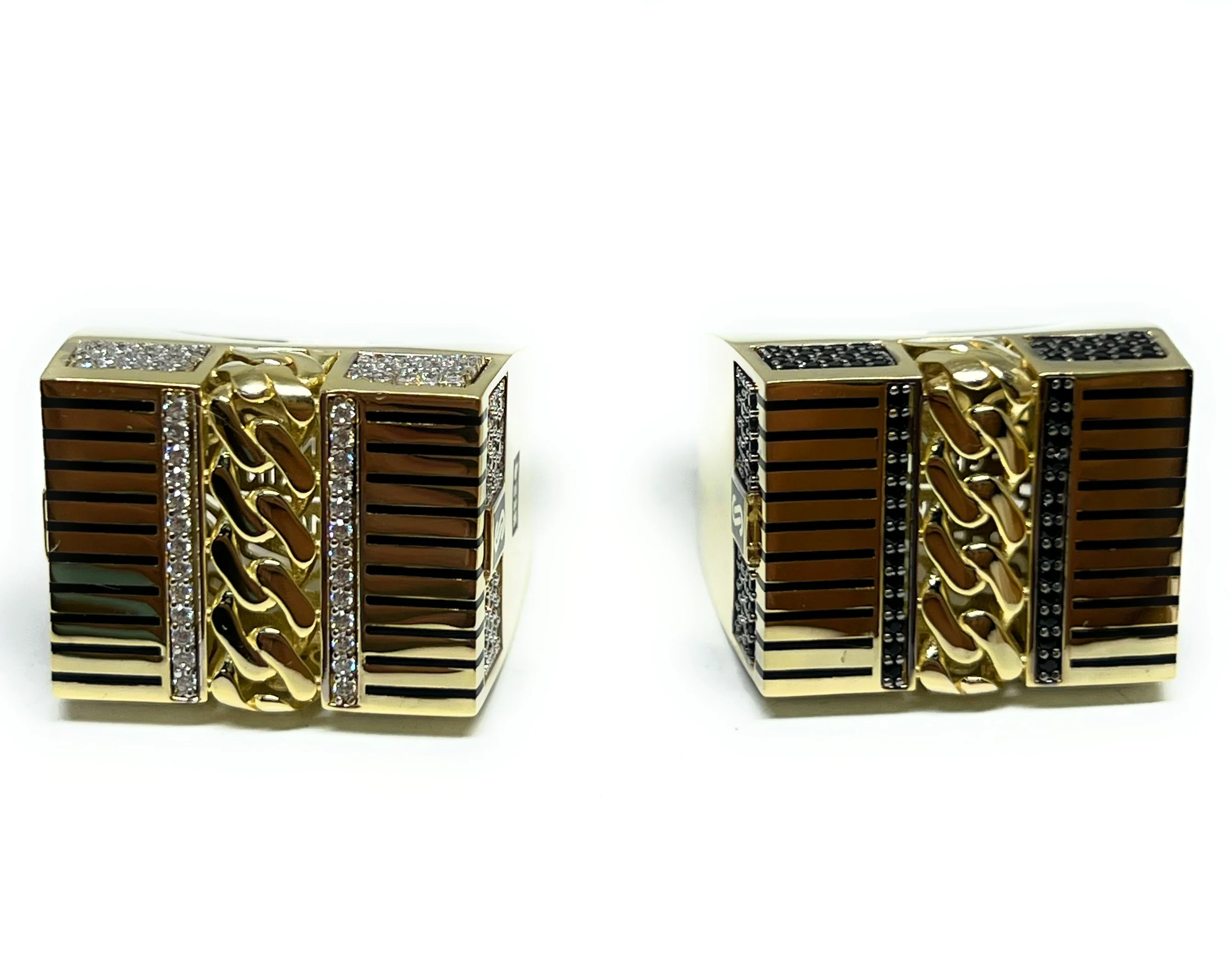 10k Solid Gold MONACO NERO CZ MENS CUBAN LINK SQUARE RING (NERO 13) - Image 2