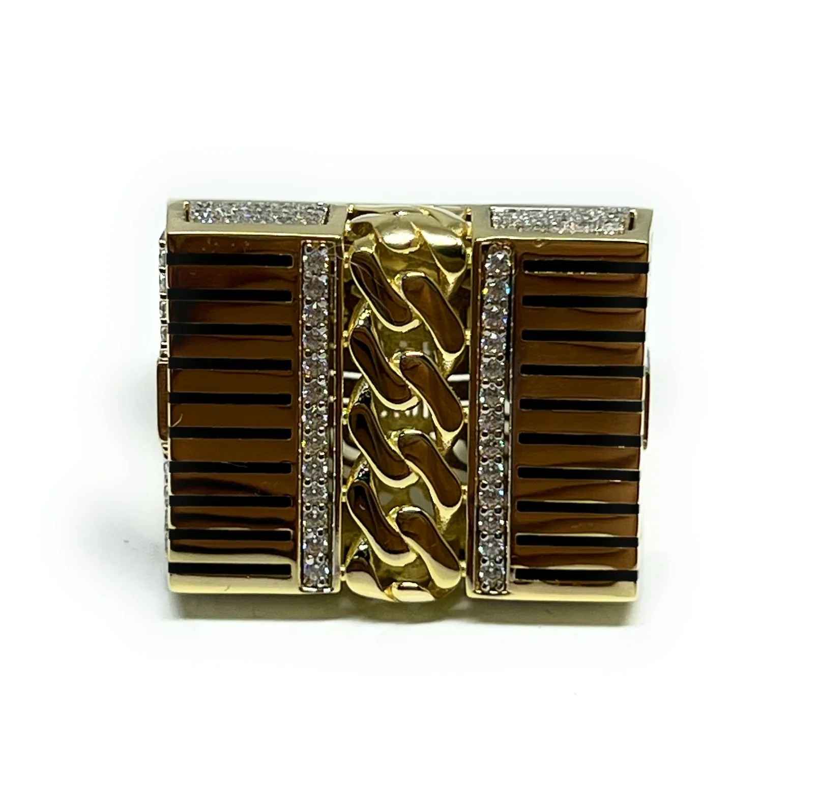 10k Solid Gold MONACO NERO CZ MENS CUBAN LINK SQUARE RING (NERO 13) - Image 4