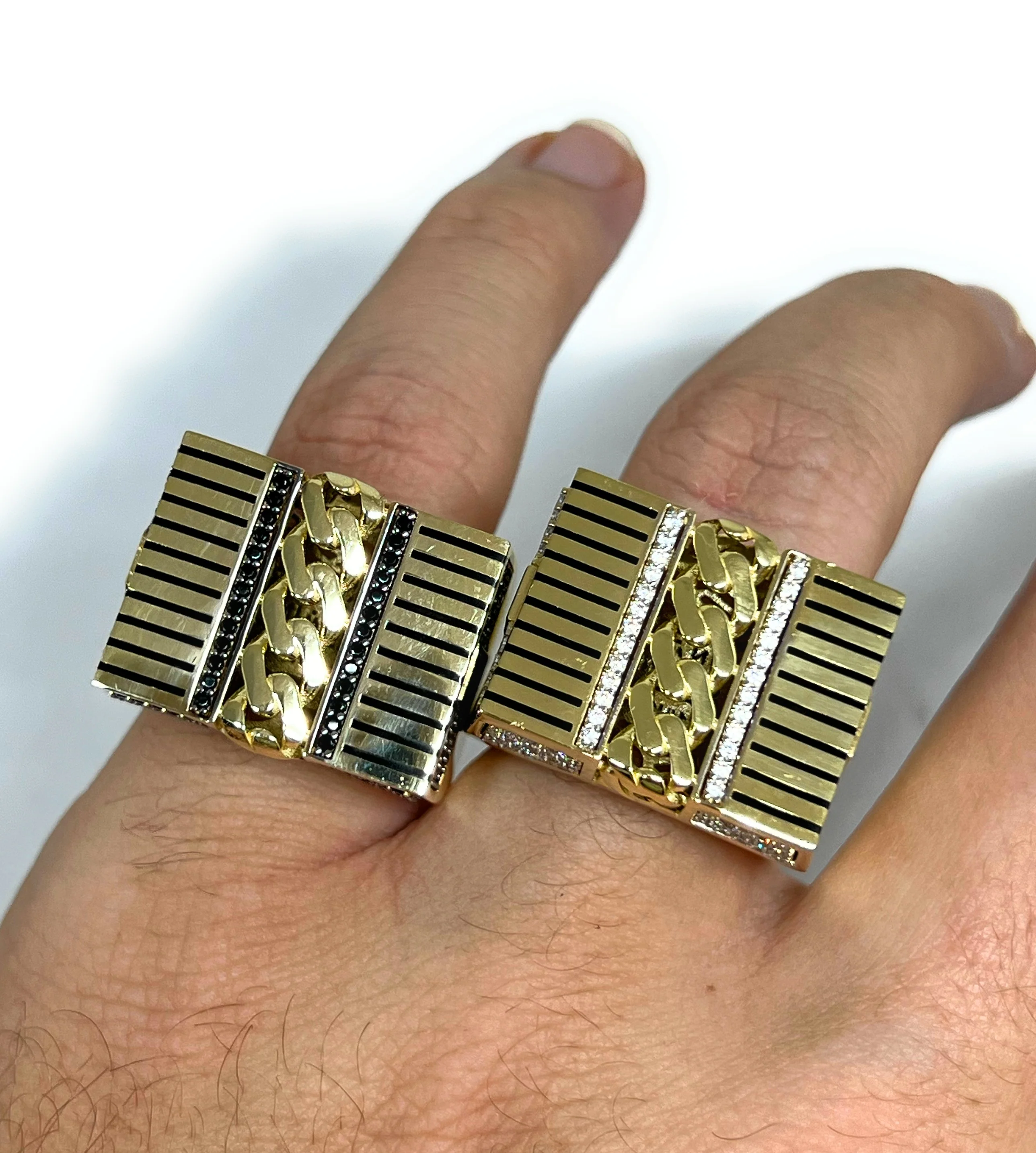 10k Solid Gold MONACO NERO CZ MENS CUBAN LINK SQUARE RING (NERO 13) - Image 5