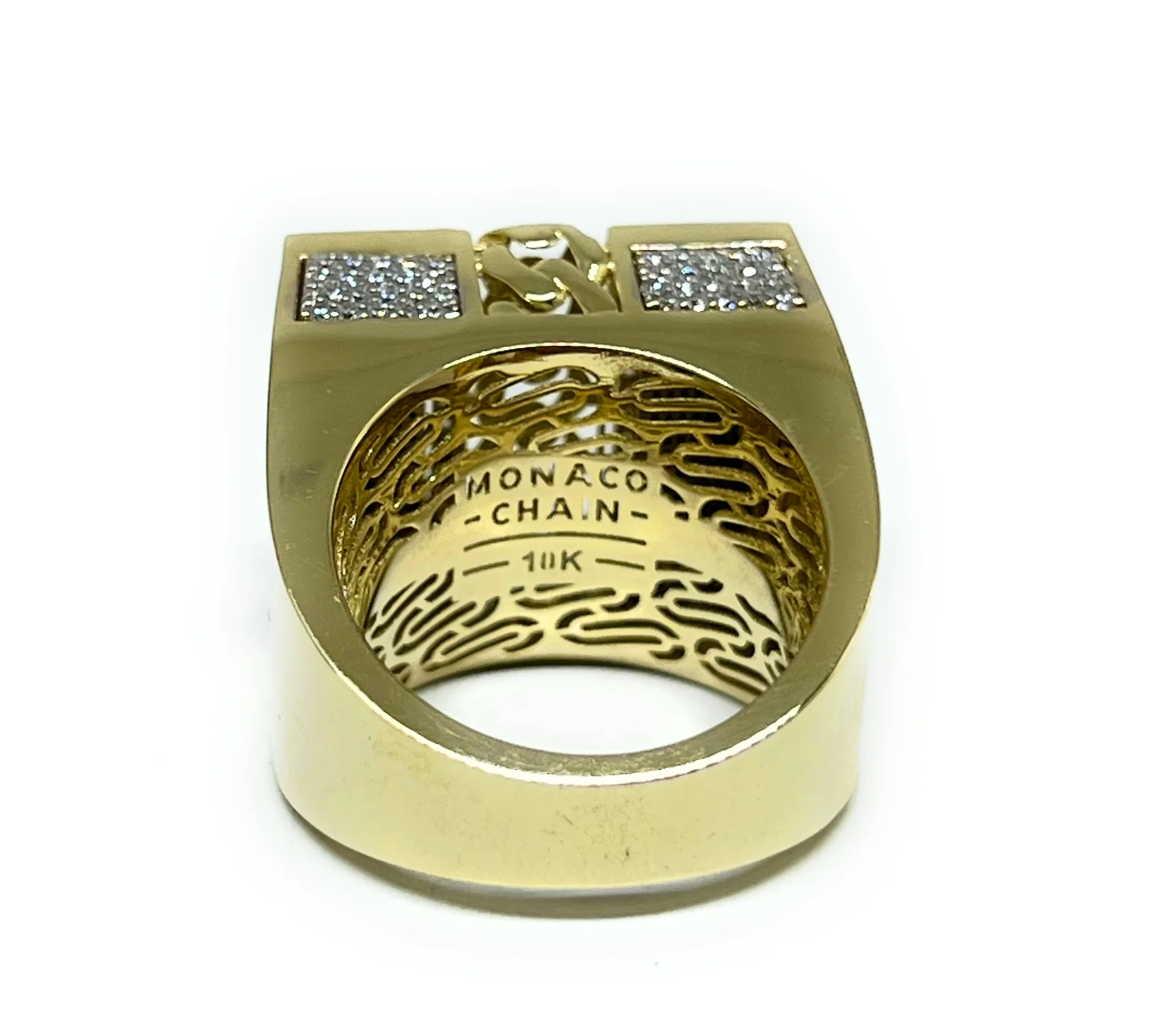 10k Solid Gold MONACO NERO CZ MENS CUBAN LINK SQUARE RING (NERO 13) - Image 7