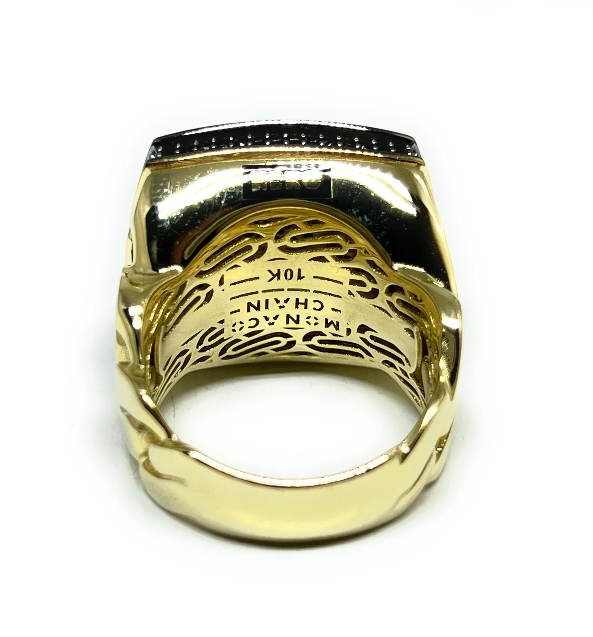 10k Solid Gold MONACO NERO CZ MENS FOUR SUITS CARD RING (NERO 10) - Image 10