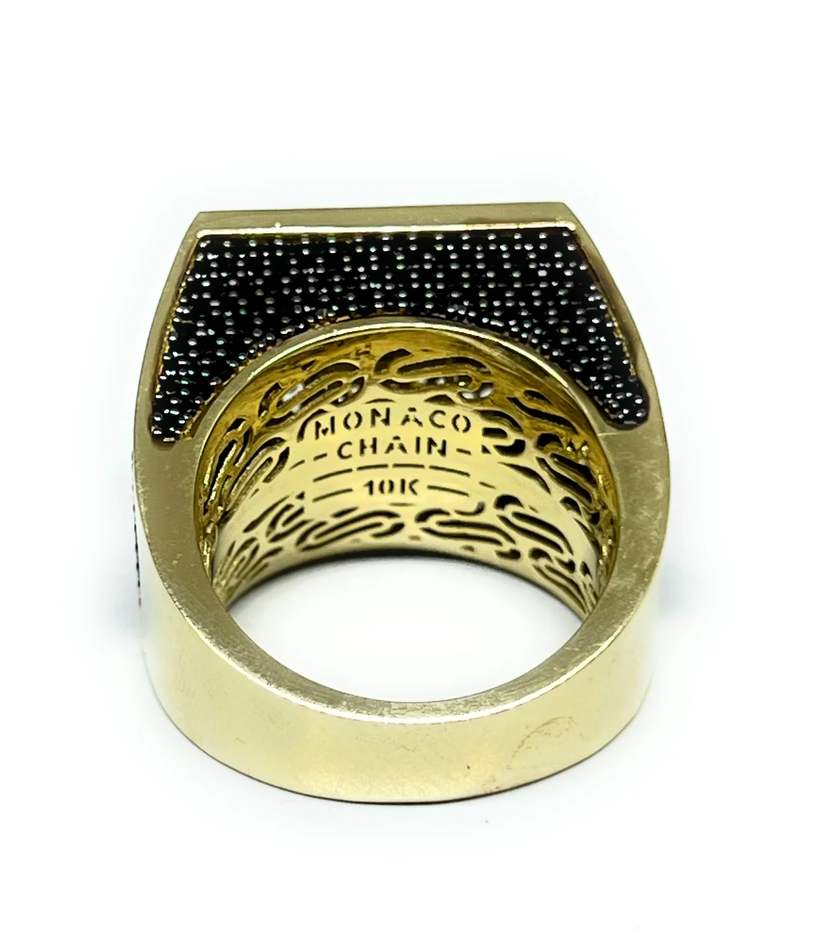 10k Solid Gold MONACO NERO CZ MENS MARITIME COMPASS RING (NERO 6) - Image 10