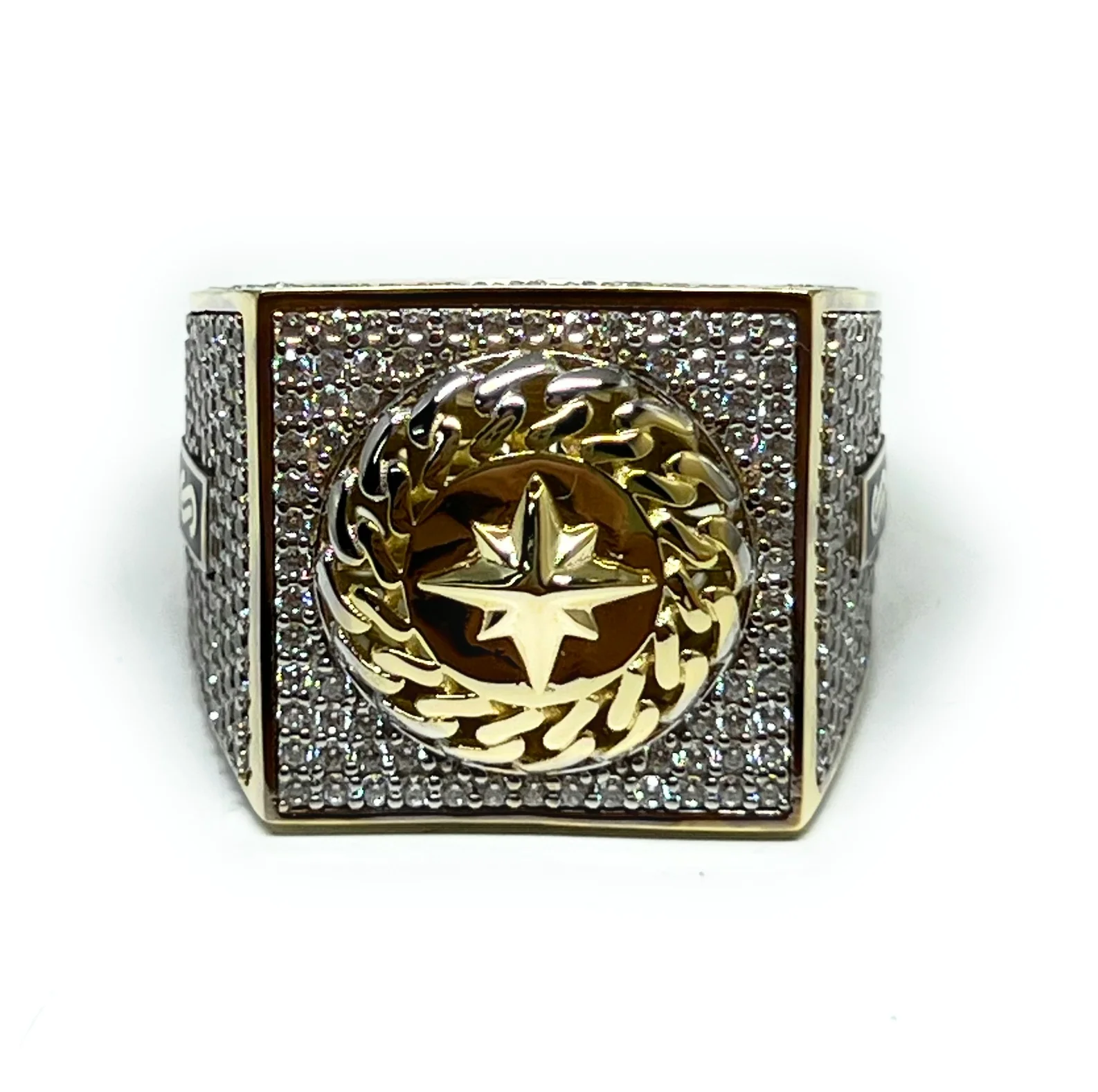 10k Solid Gold MONACO NERO CZ MENS MARITIME COMPASS RING (NERO 6) - Image 4