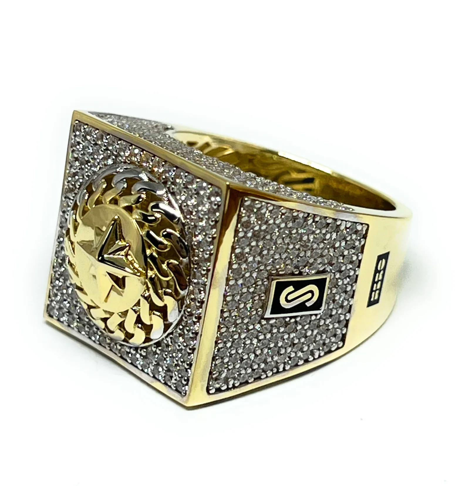 10k Solid Gold MONACO NERO CZ MENS MARITIME COMPASS RING (NERO 6) - Image 5