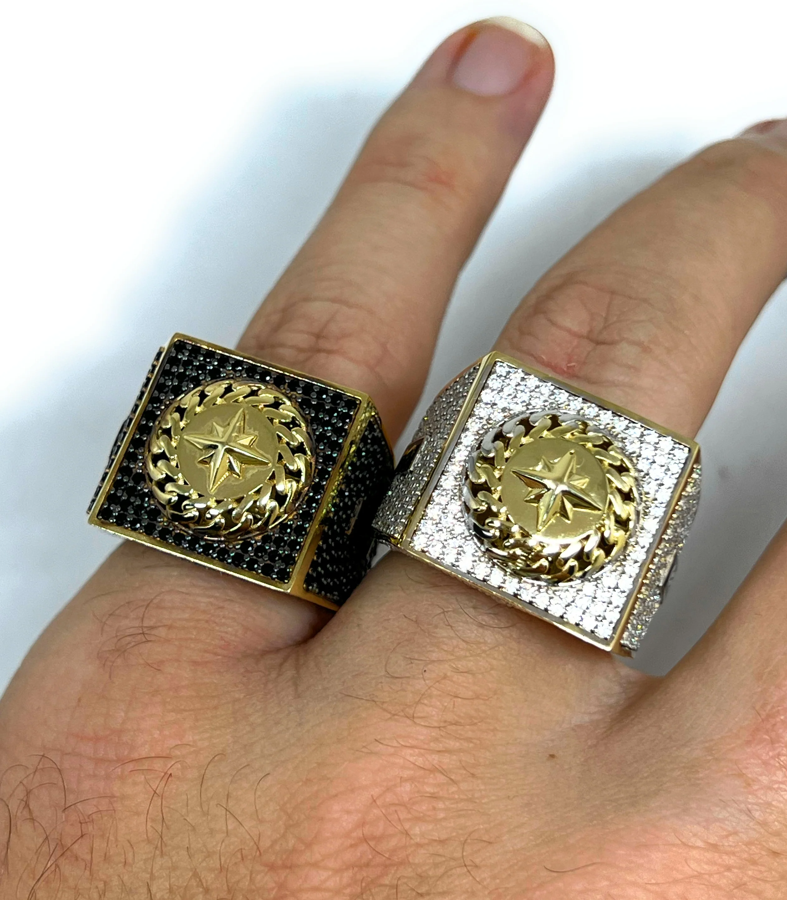 10k Solid Gold MONACO NERO CZ MENS MARITIME COMPASS RING (NERO 6) - Image 7