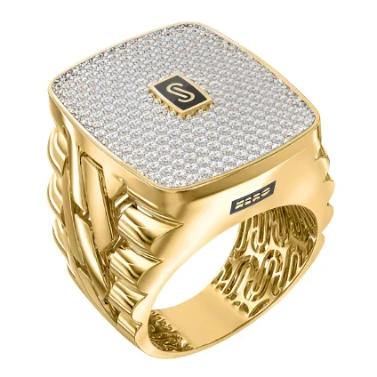 10k Solid Gold MONACO NERO CZ MENS RING (NERO 8)