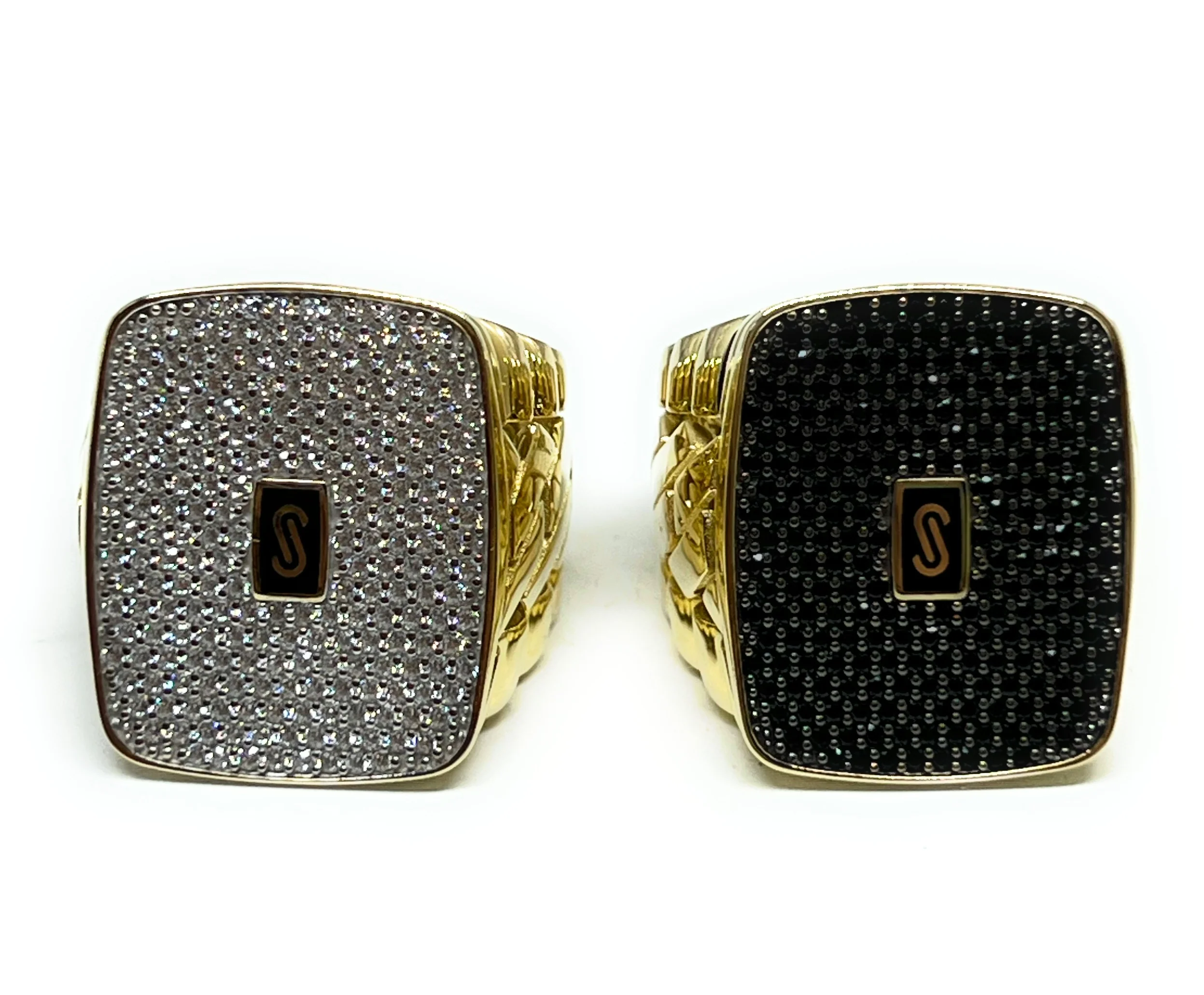 10k Solid Gold MONACO NERO CZ MENS RING (NERO 8) - Image 2