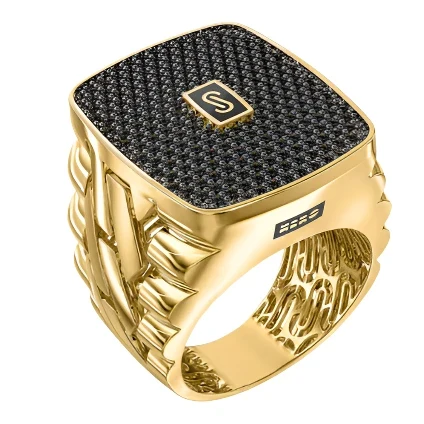 10k Solid Gold MONACO NERO CZ MENS RING (NERO 8) - Image 3
