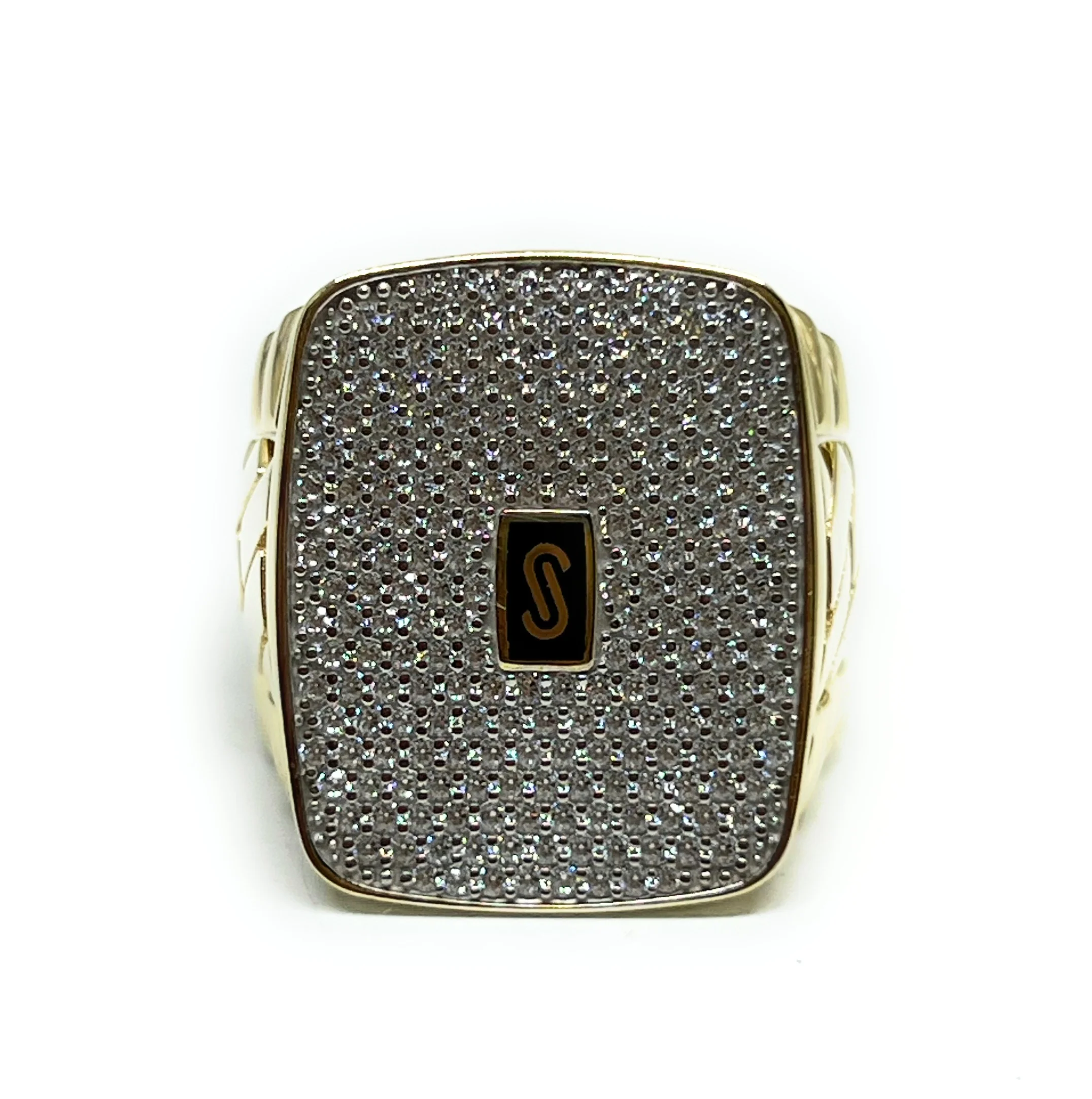 10k Solid Gold MONACO NERO CZ MENS RING (NERO 8) - Image 4