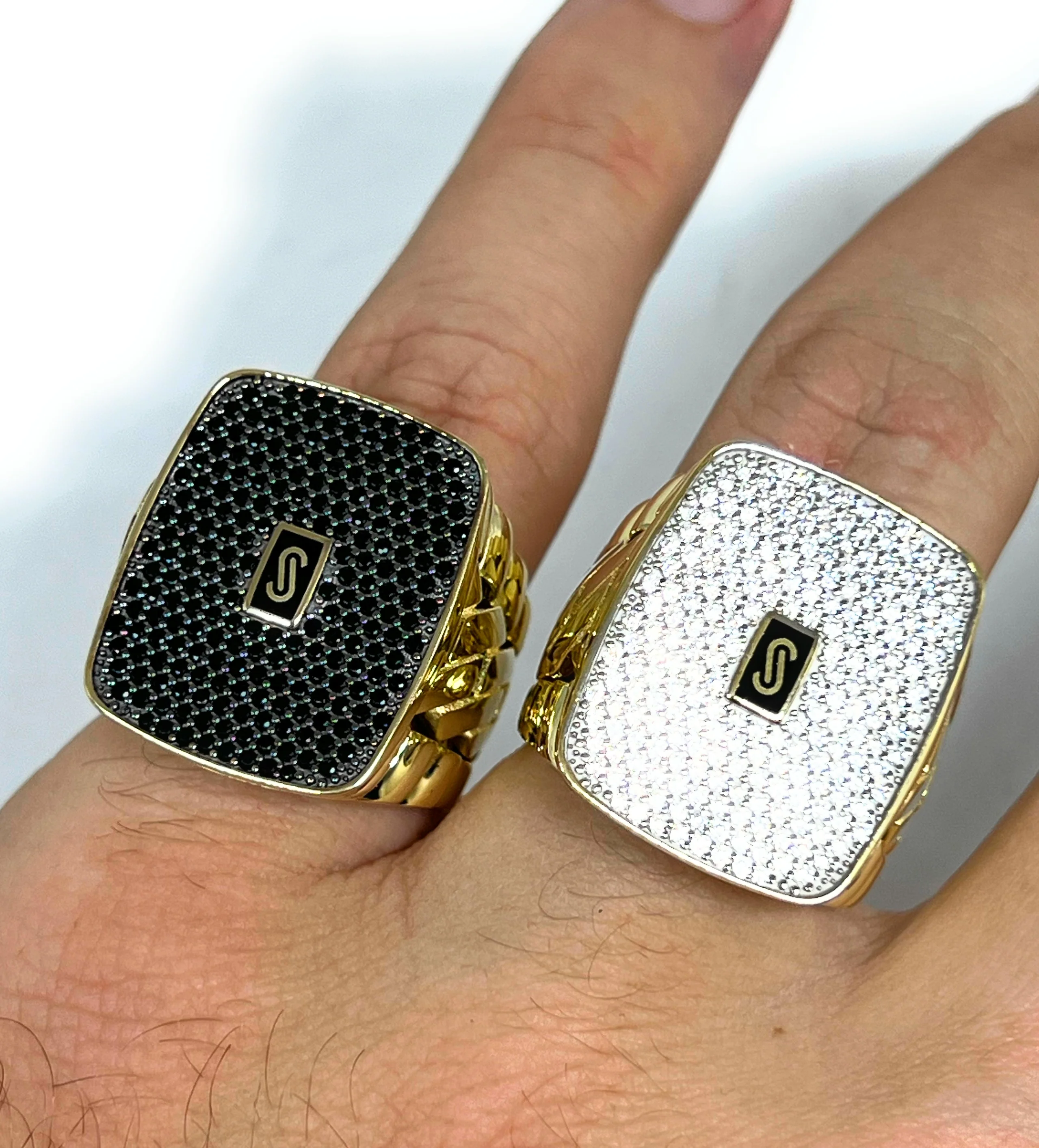 10k Solid Gold MONACO NERO CZ MENS RING (NERO 8) - Image 5