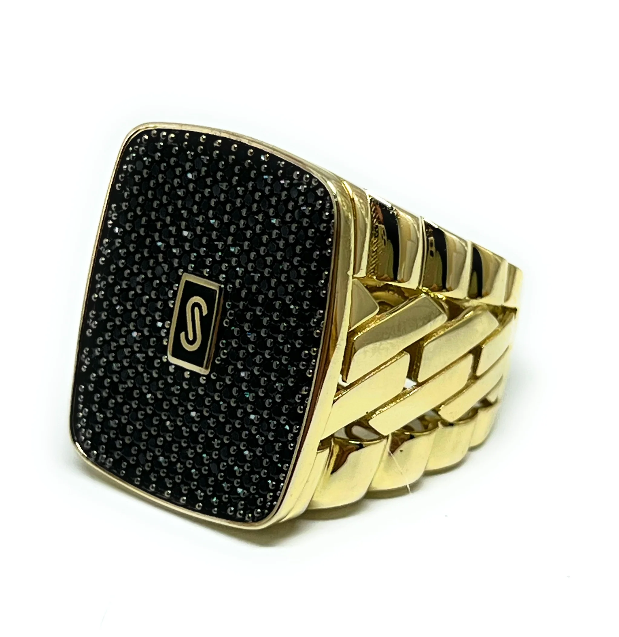 10k Solid Gold MONACO NERO CZ MENS RING (NERO 8) - Image 9
