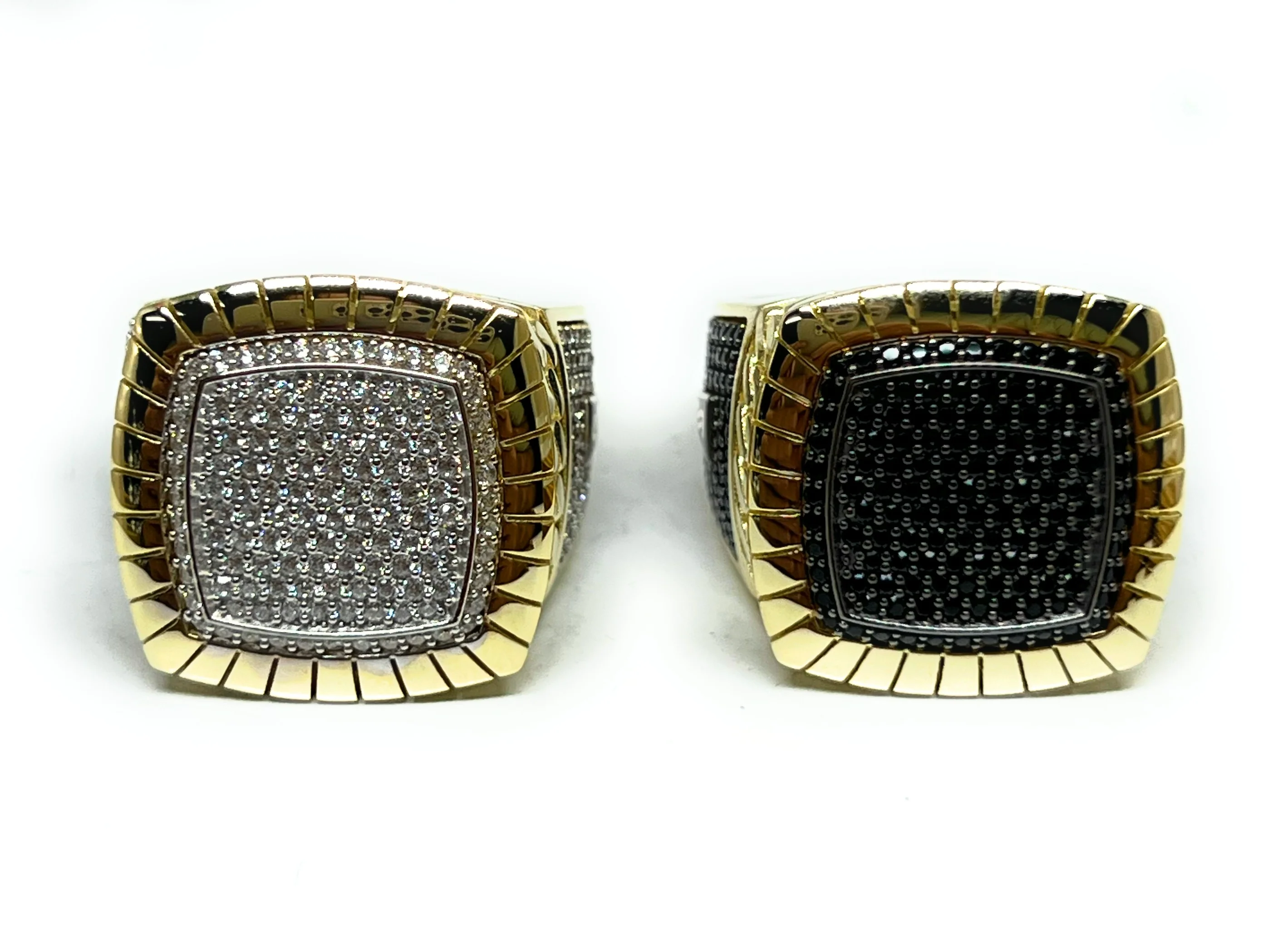 10k Solid Gold MONACO NERO CZ MENS RING (NERO 9) - Image 2