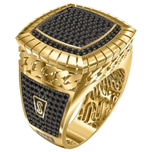 10k Solid Gold MONACO NERO CZ MENS RING (NERO 9) - Image 3