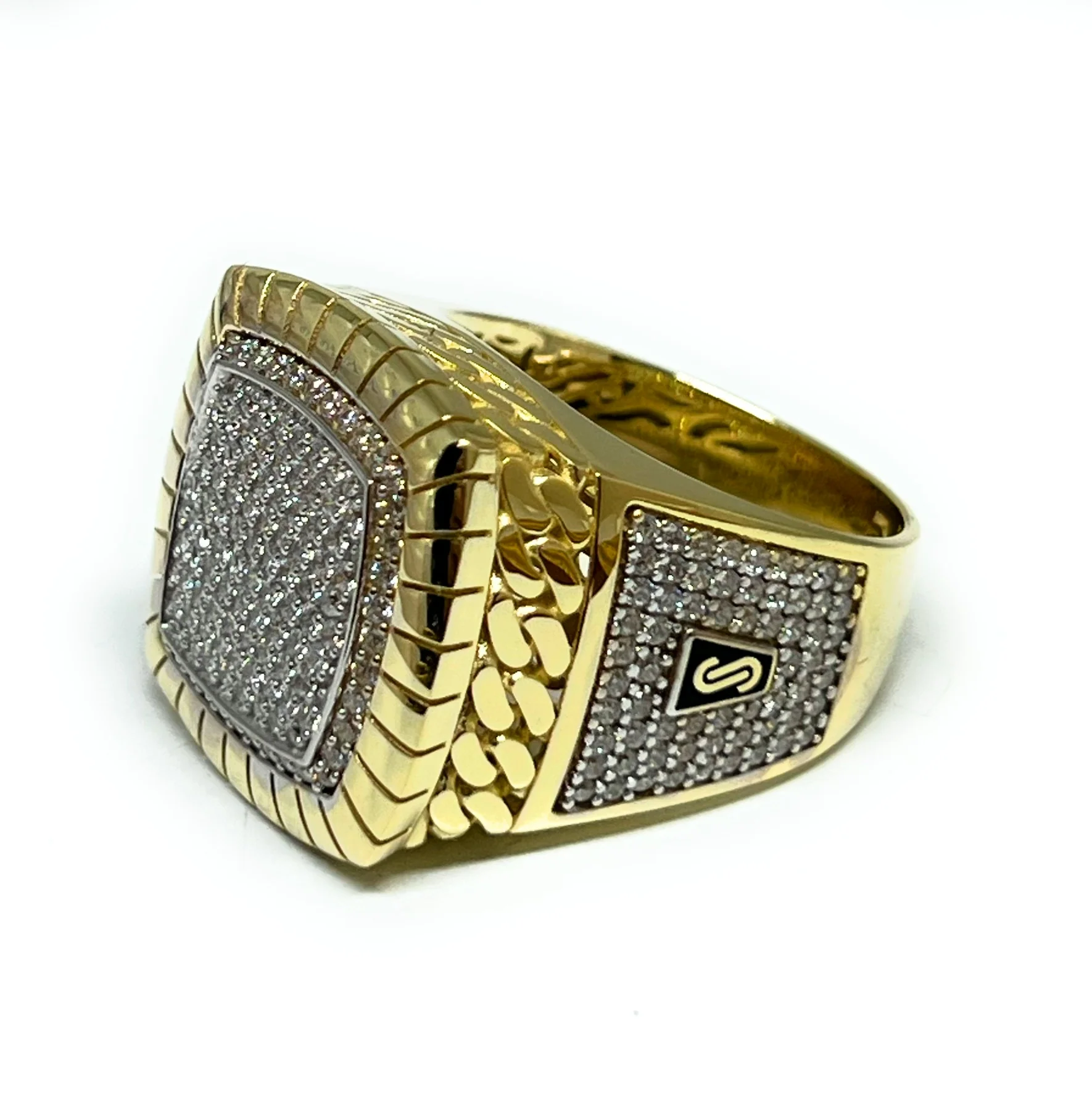10k Solid Gold MONACO NERO CZ MENS RING (NERO 9) - Image 6