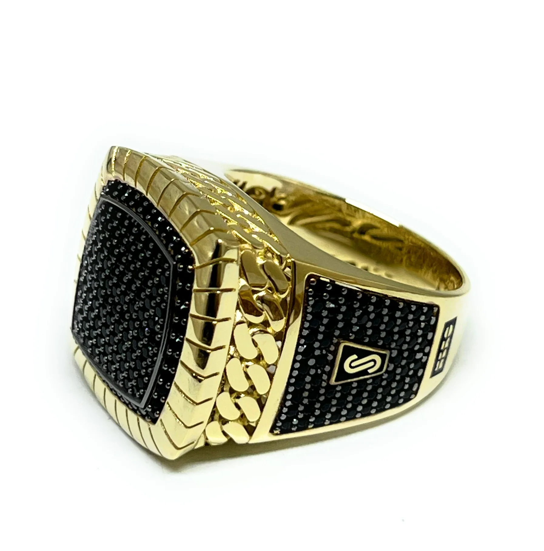 10k Solid Gold MONACO NERO CZ MENS RING (NERO 9) - Image 9