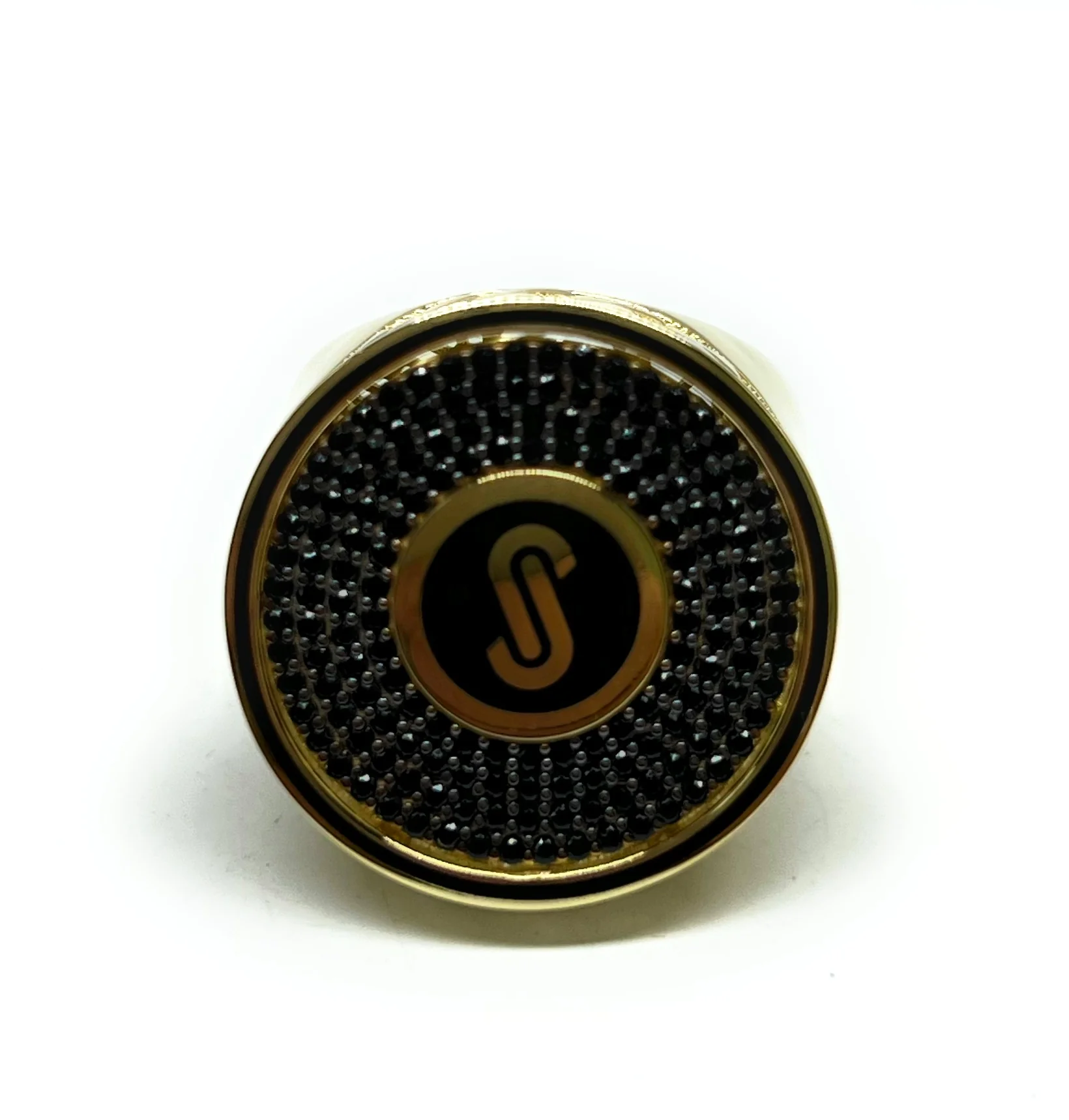 10k Solid Gold MONACO NERO CZ MENS ROUND FLAT TOP RING (NERO 11) - Image 10