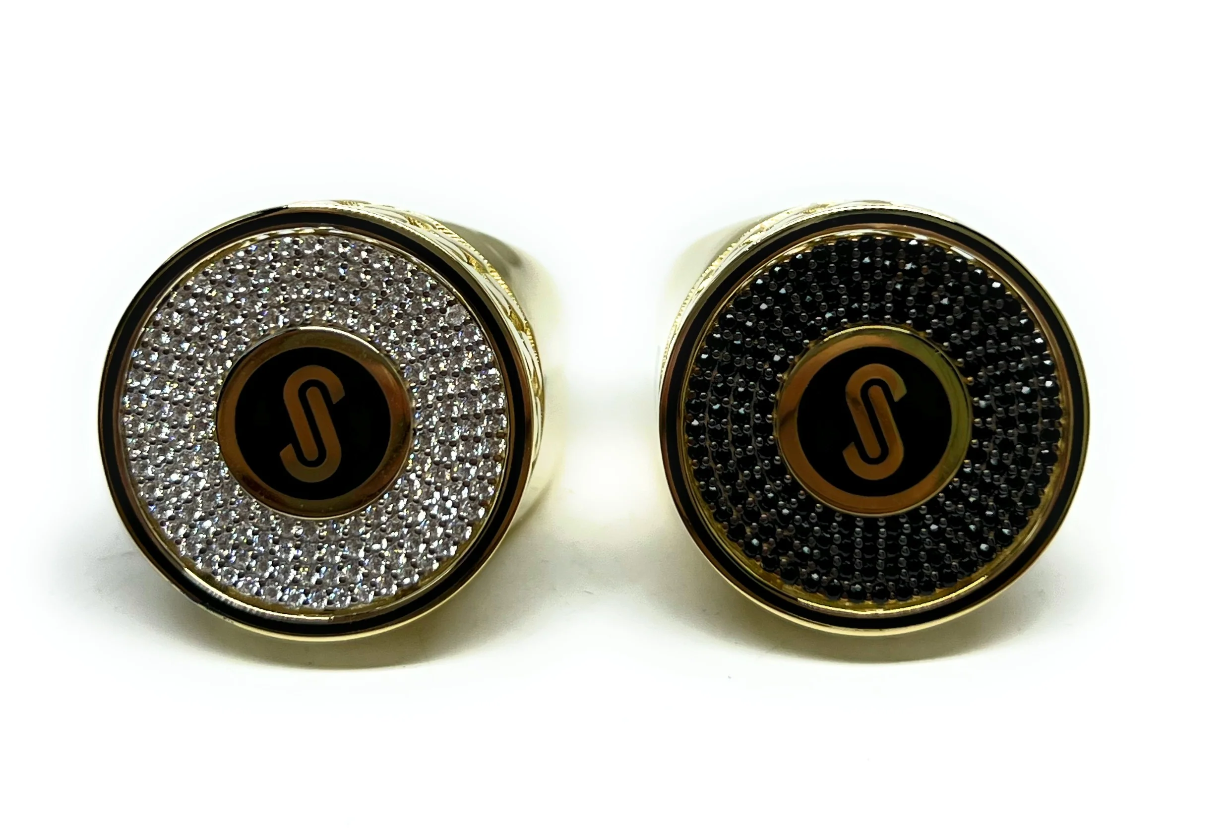 10k Solid Gold MONACO NERO CZ MENS ROUND FLAT TOP RING (NERO 11) - Image 5