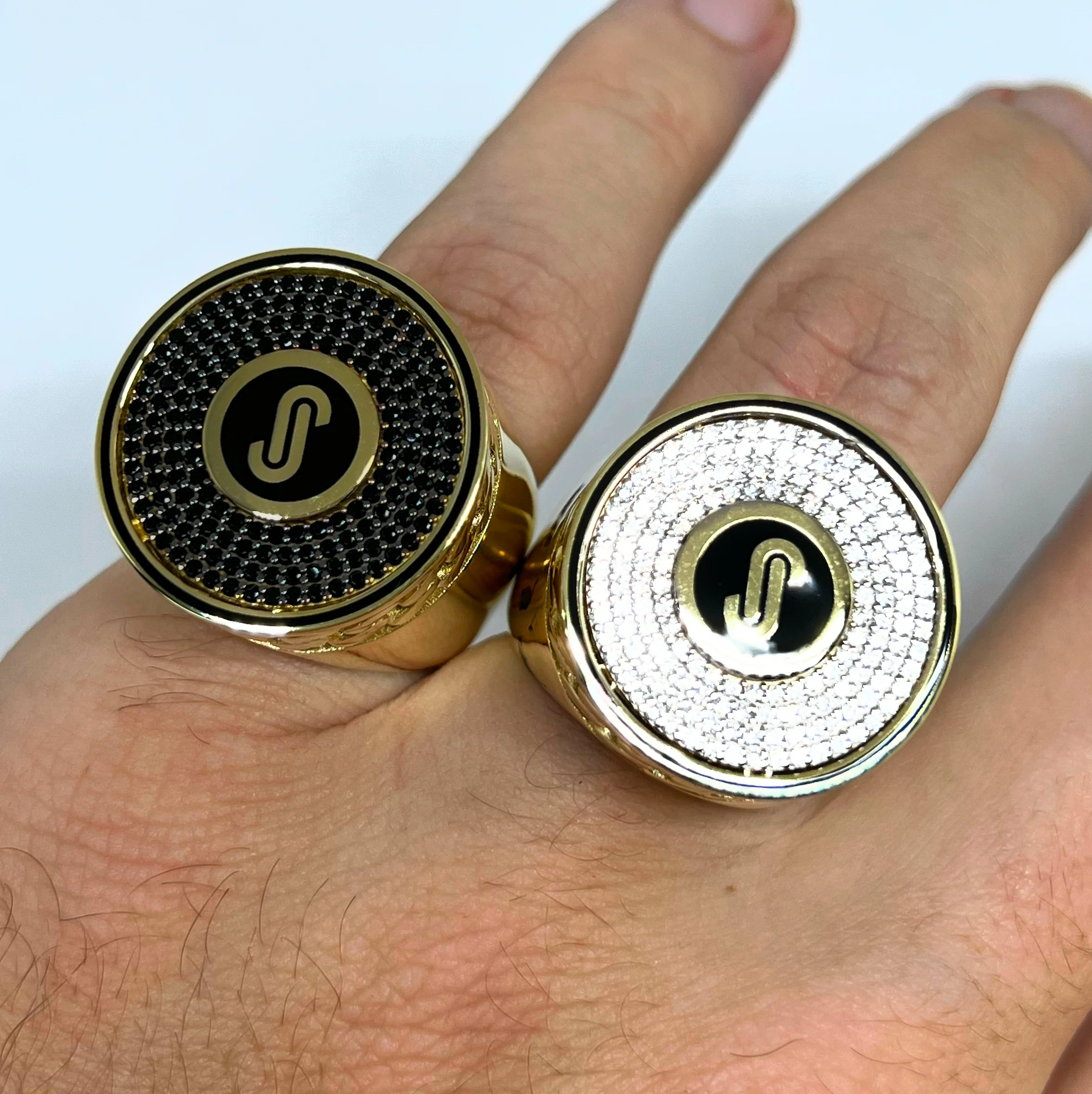 10k Solid Gold MONACO NERO CZ MENS ROUND FLAT TOP RING (NERO 11) - Image 6