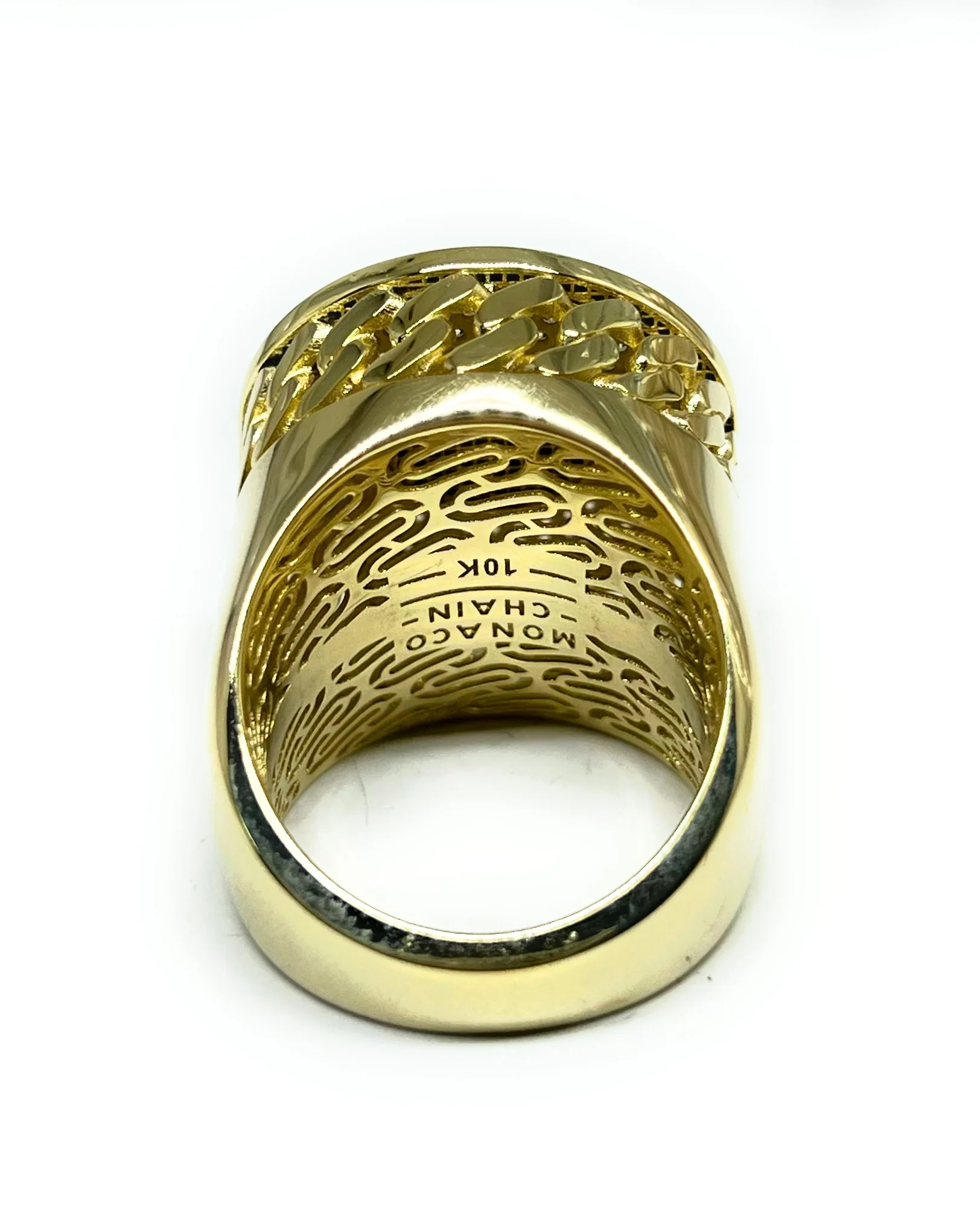 10k Solid Gold MONACO NERO CZ MENS ROUND FLAT TOP RING (NERO 11) - Image 9
