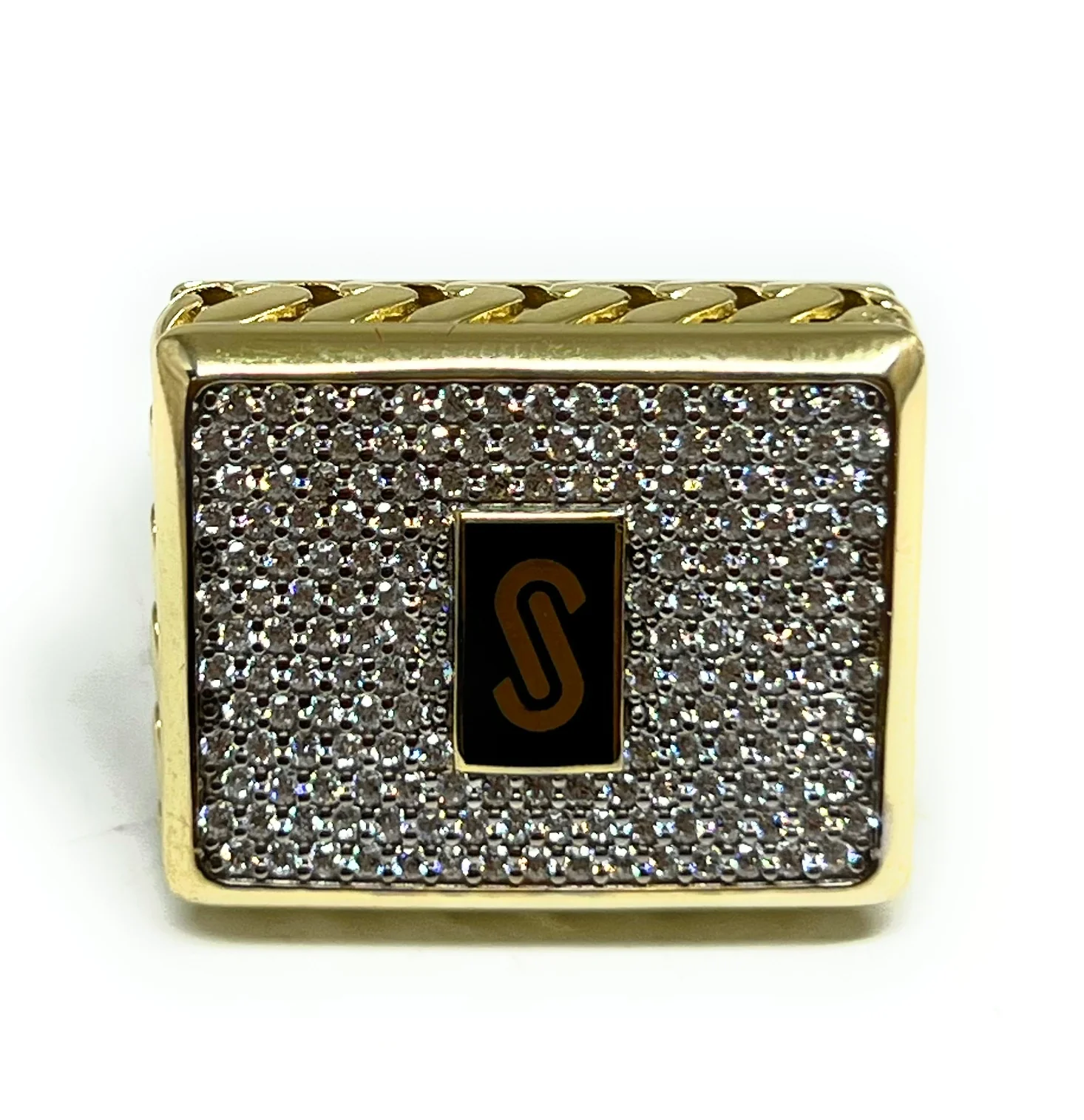 10k Solid Gold MONACO NERO CZ MENS SQUARE RING (NERO 1) - Image 5
