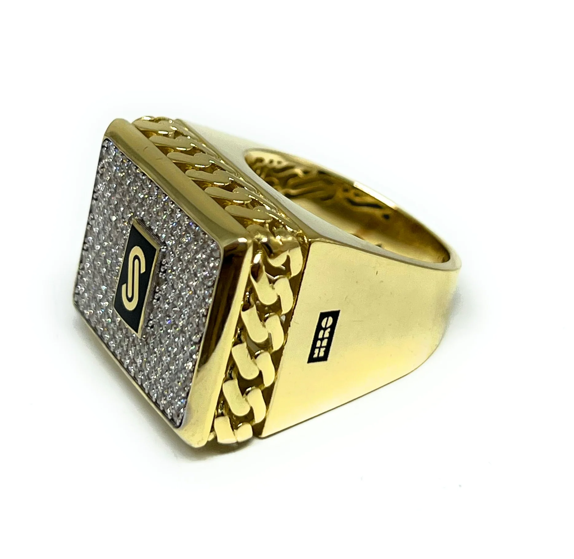 10k Solid Gold MONACO NERO CZ MENS SQUARE RING (NERO 1) - Image 6