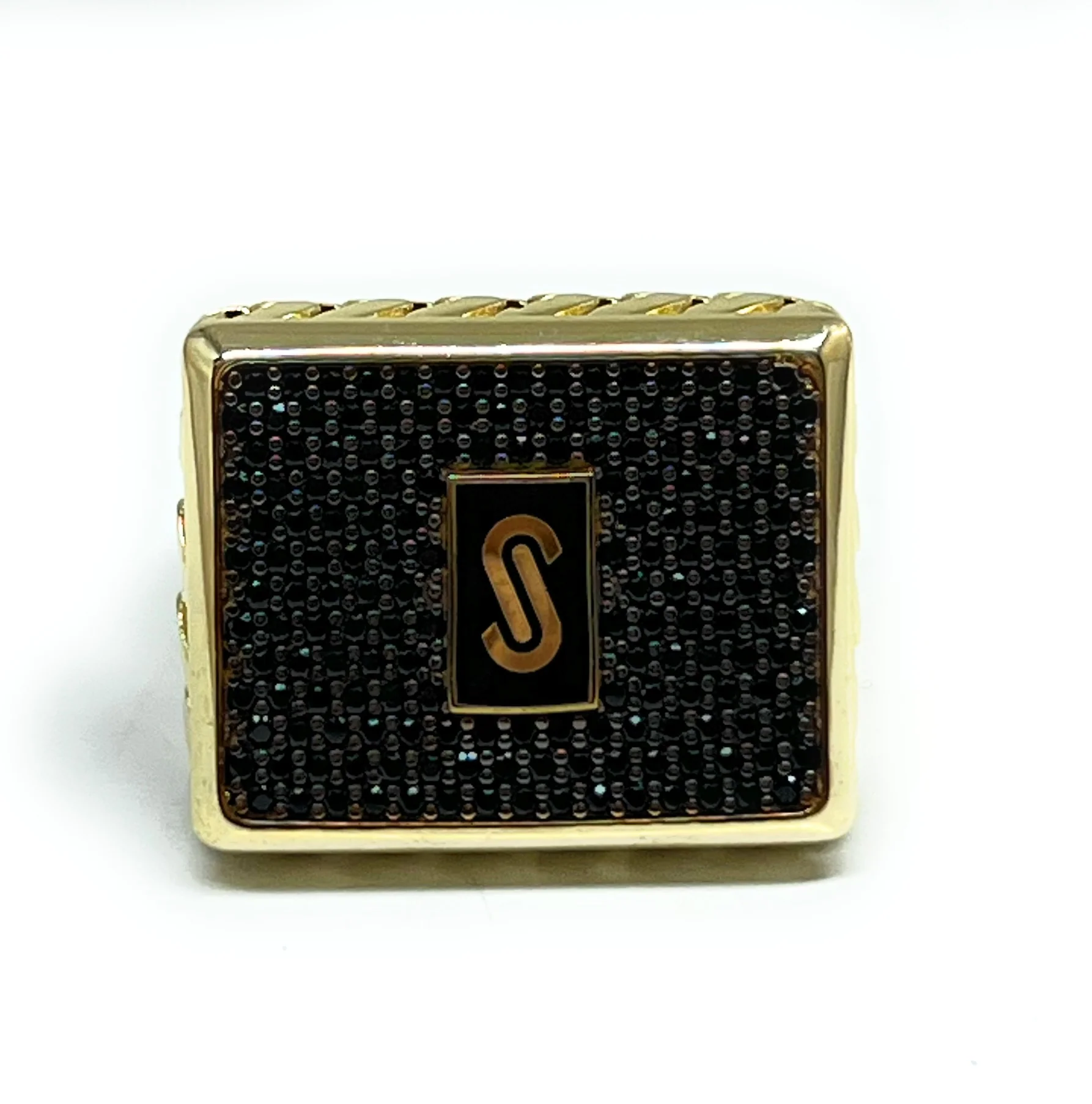 10k Solid Gold MONACO NERO CZ MENS SQUARE RING (NERO 1) - Image 8