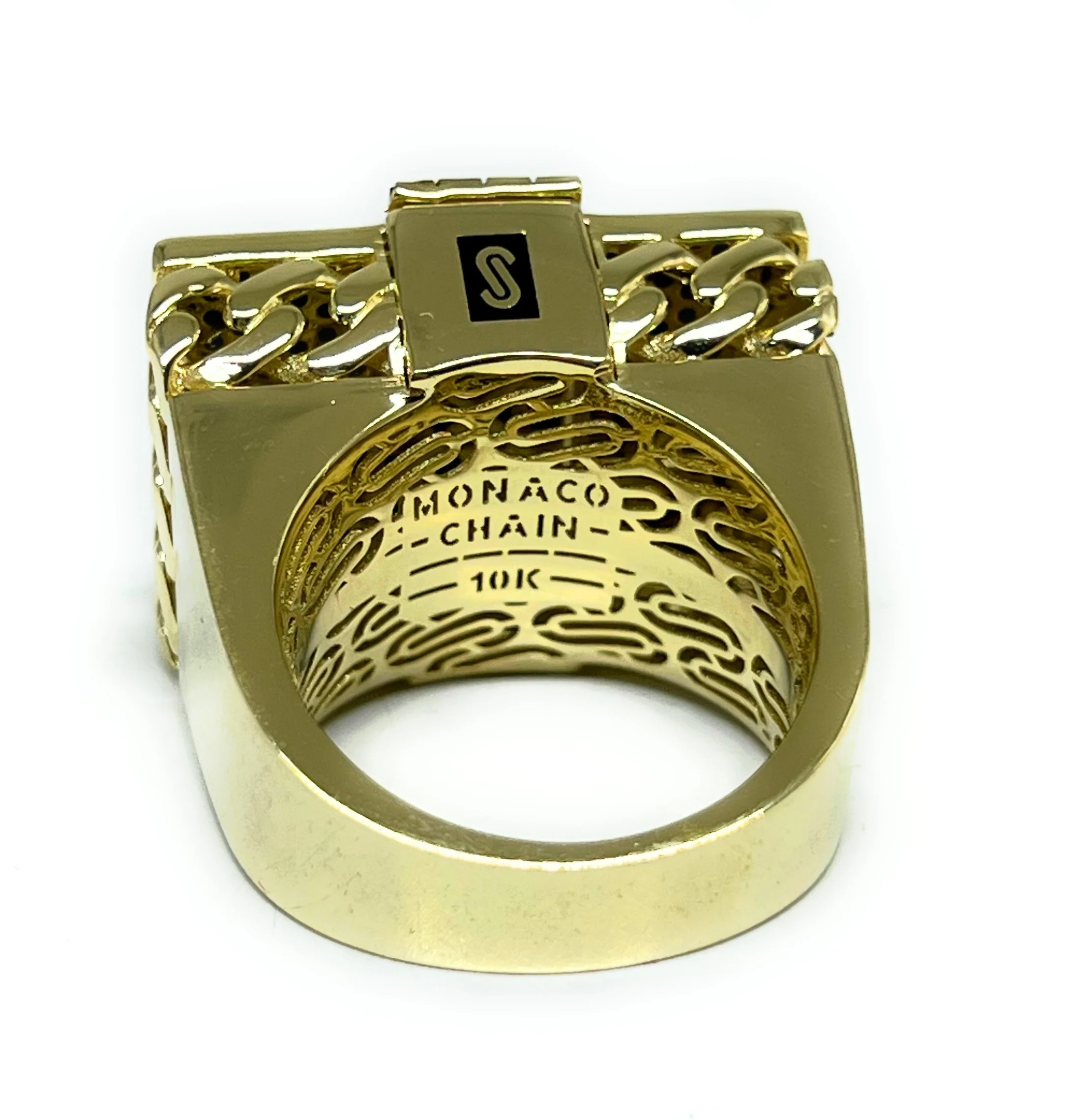 10k Solid Gold MONACO NERO CZ MENS SQUARE RING (NERO 12) - Image 10