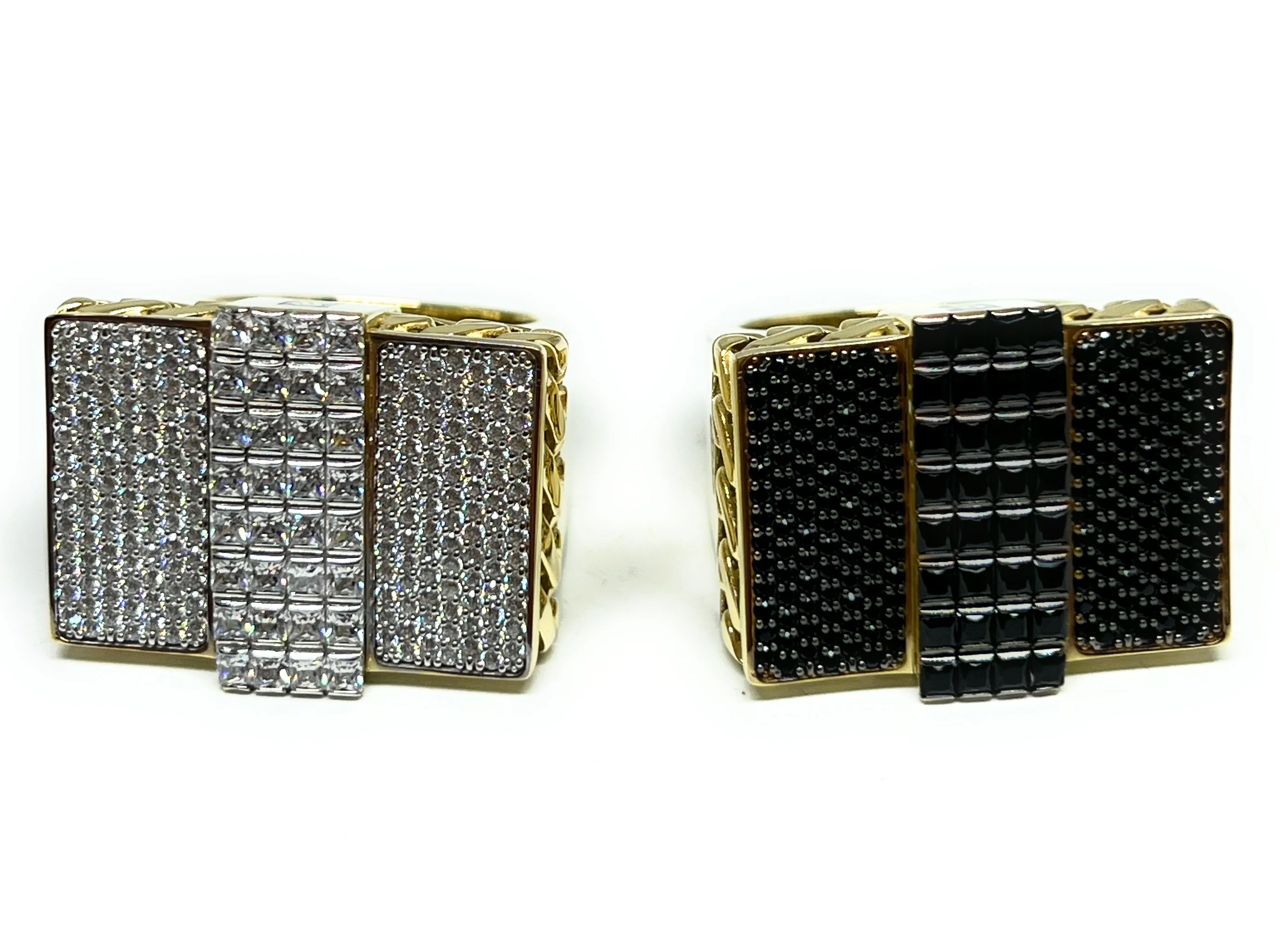 10k Solid Gold MONACO NERO CZ MENS SQUARE RING (NERO 12) - Image 2