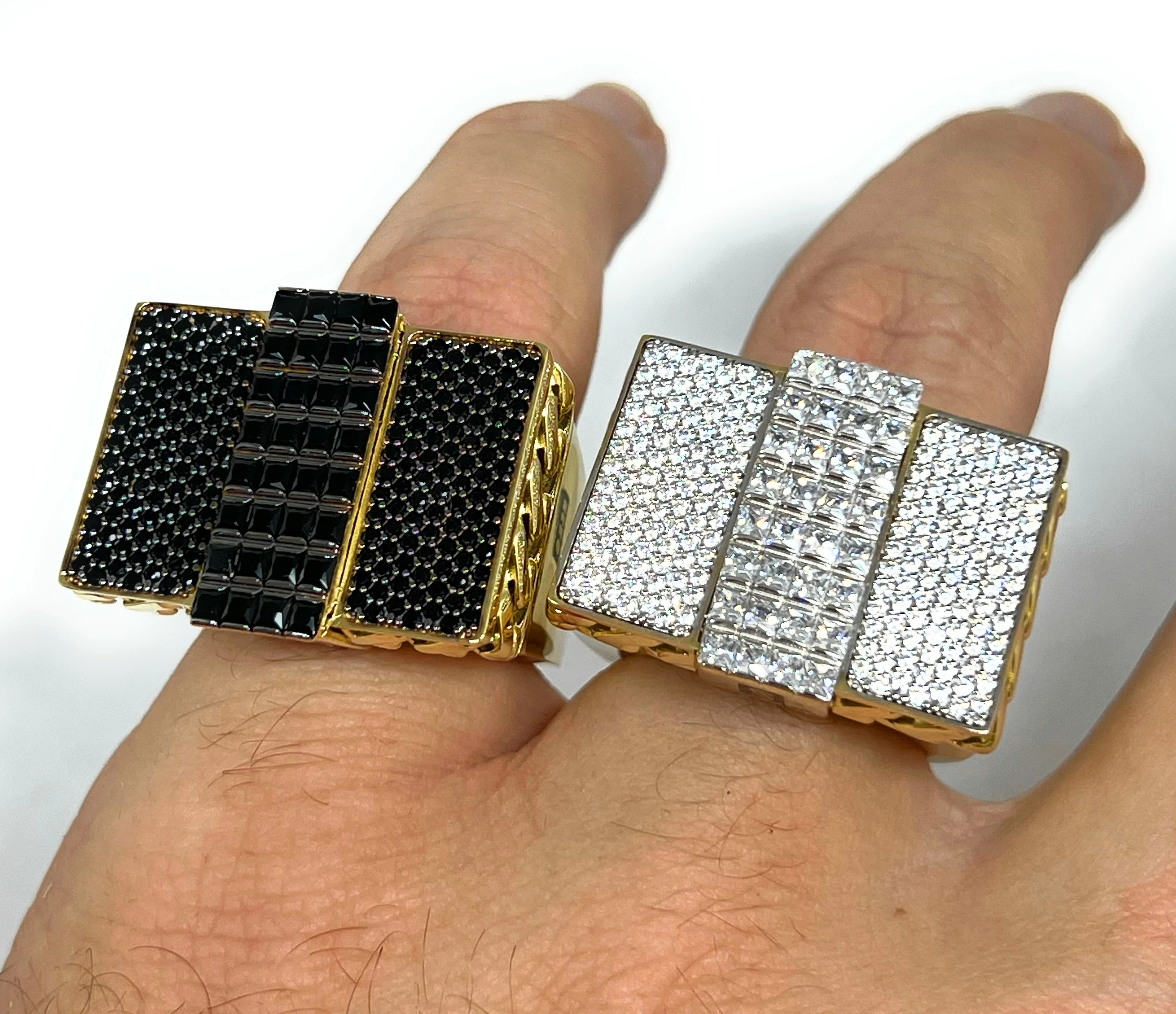 10k Solid Gold MONACO NERO CZ MENS SQUARE RING (NERO 12) - Image 5