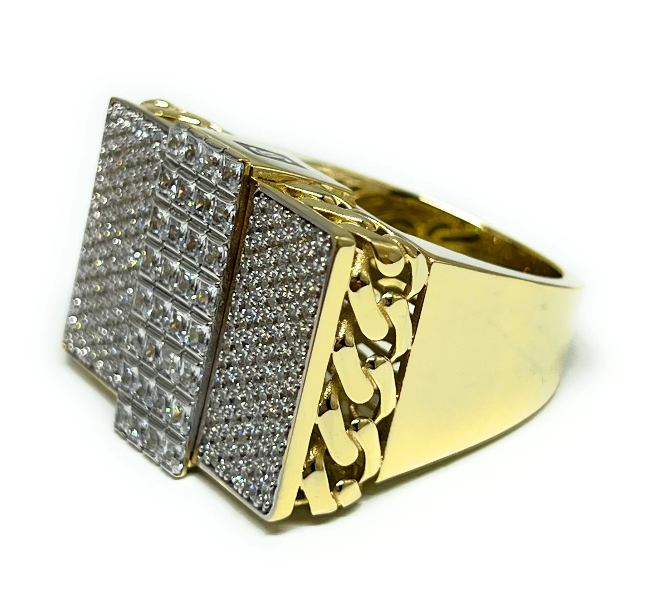 10k Solid Gold MONACO NERO CZ MENS SQUARE RING (NERO 12) - Image 6