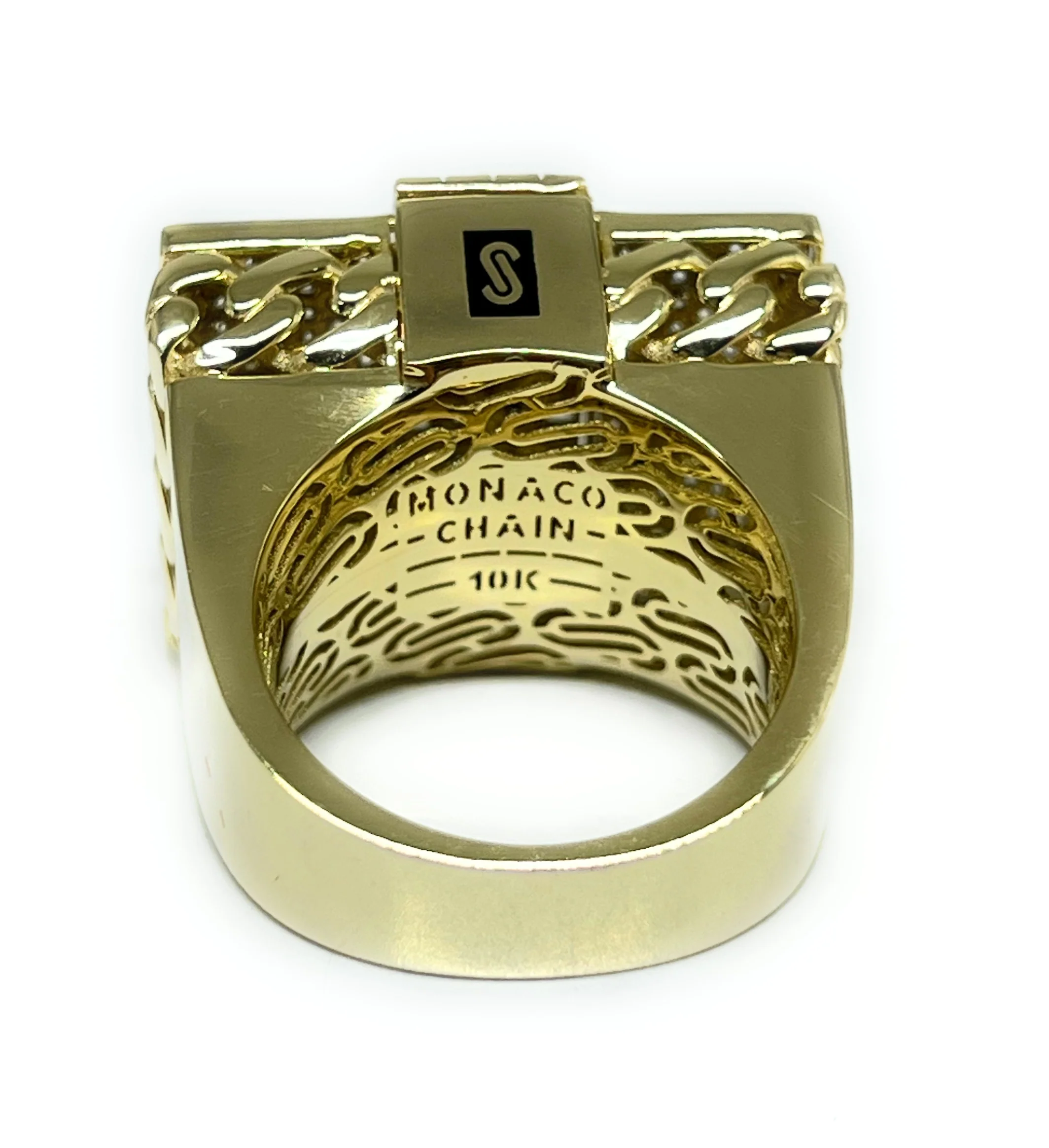 10k Solid Gold MONACO NERO CZ MENS SQUARE RING (NERO 12) - Image 7
