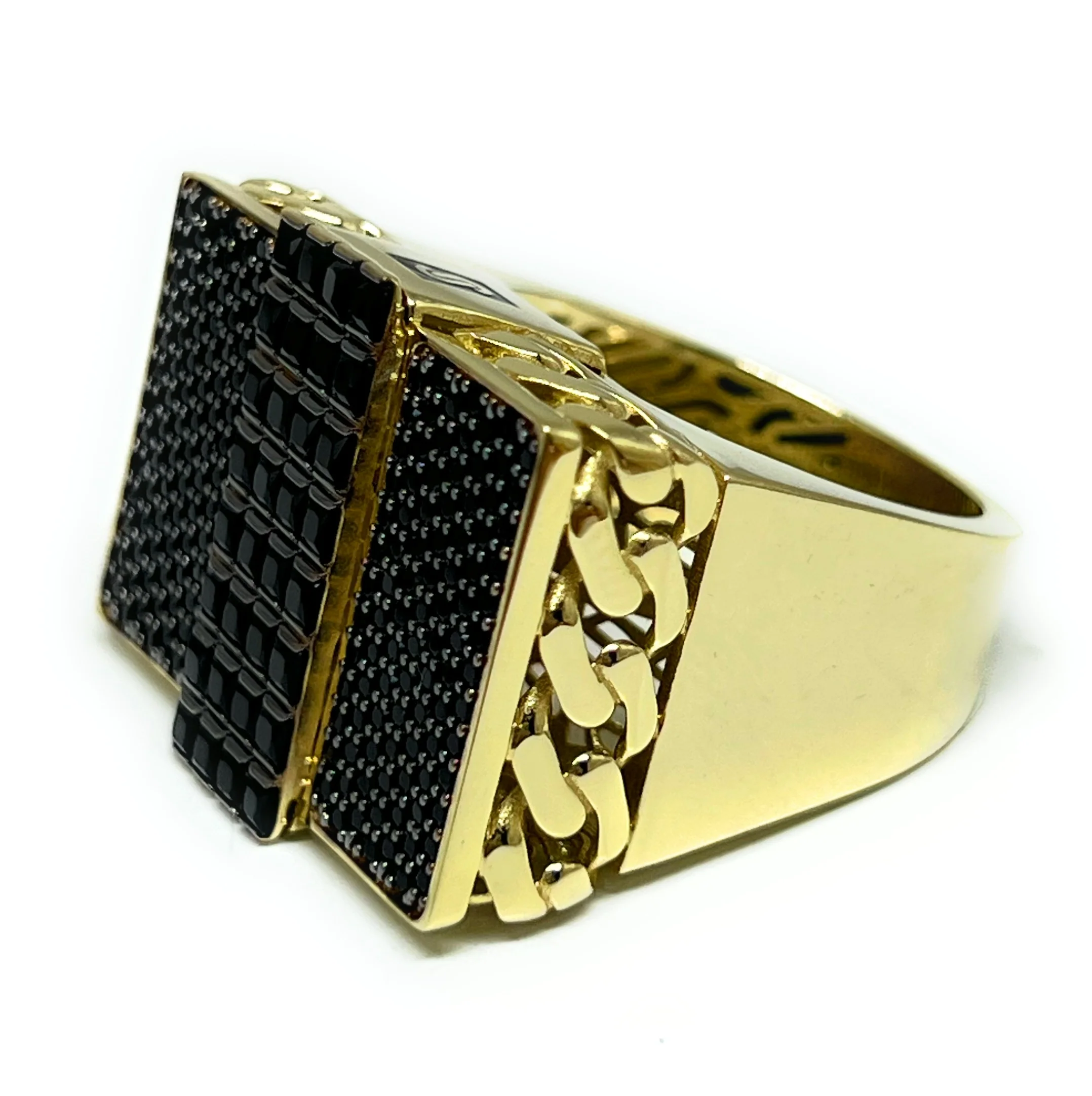 10k Solid Gold MONACO NERO CZ MENS SQUARE RING (NERO 12) - Image 9