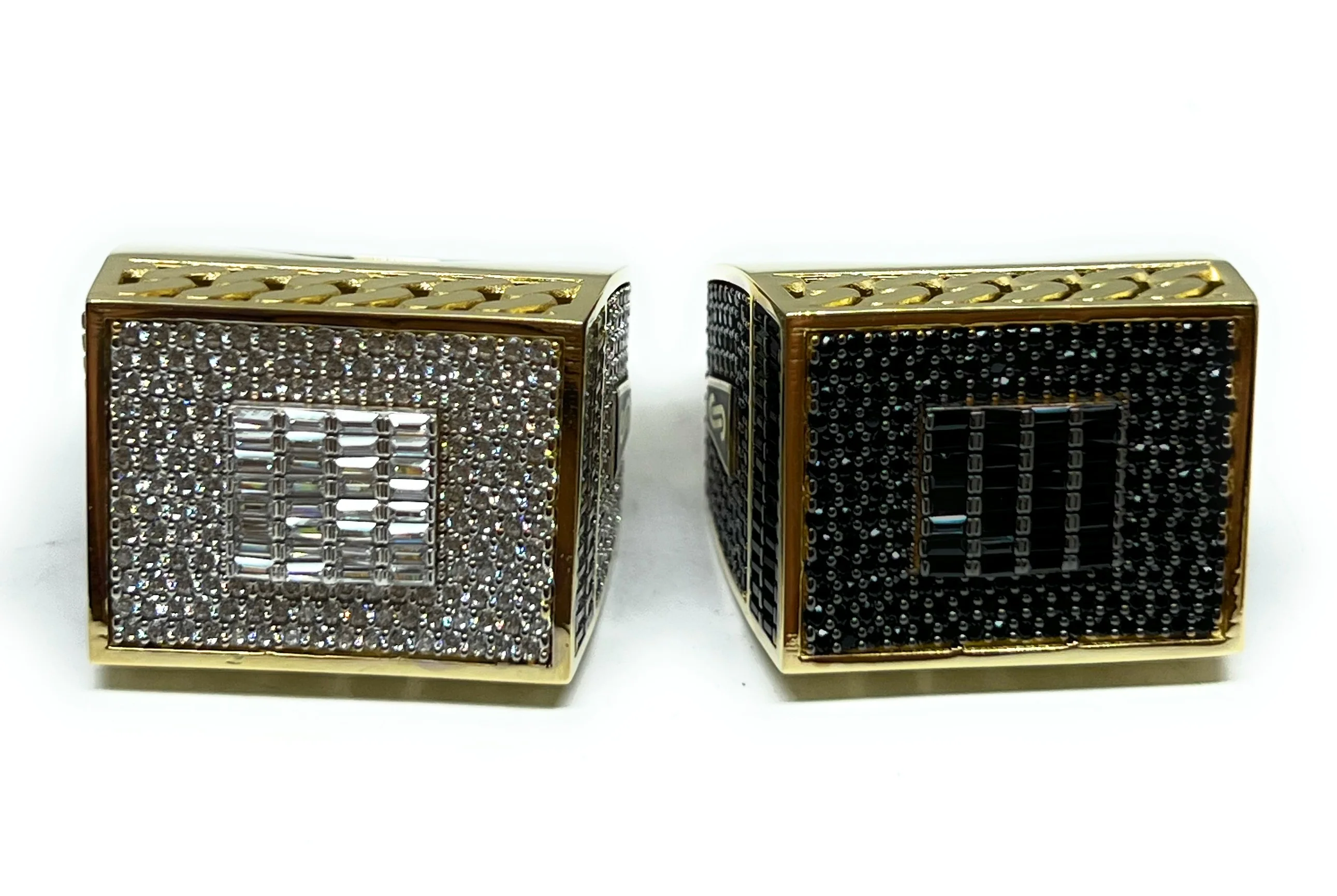 10k Solid Gold MONACO NERO CZ MENS SQUARE RING (NERO 14) - Image 2