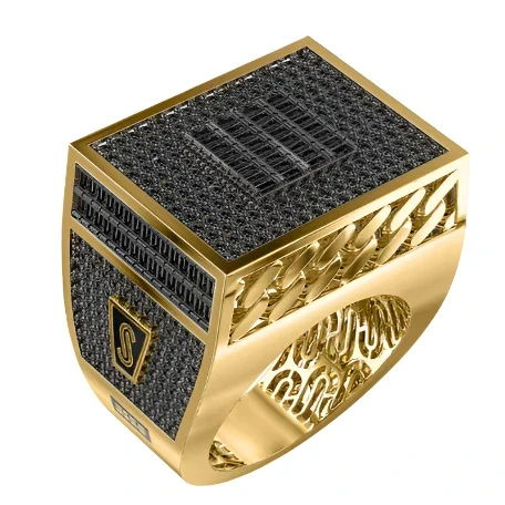 10k Solid Gold MONACO NERO CZ MENS SQUARE RING (NERO 14) - Image 3