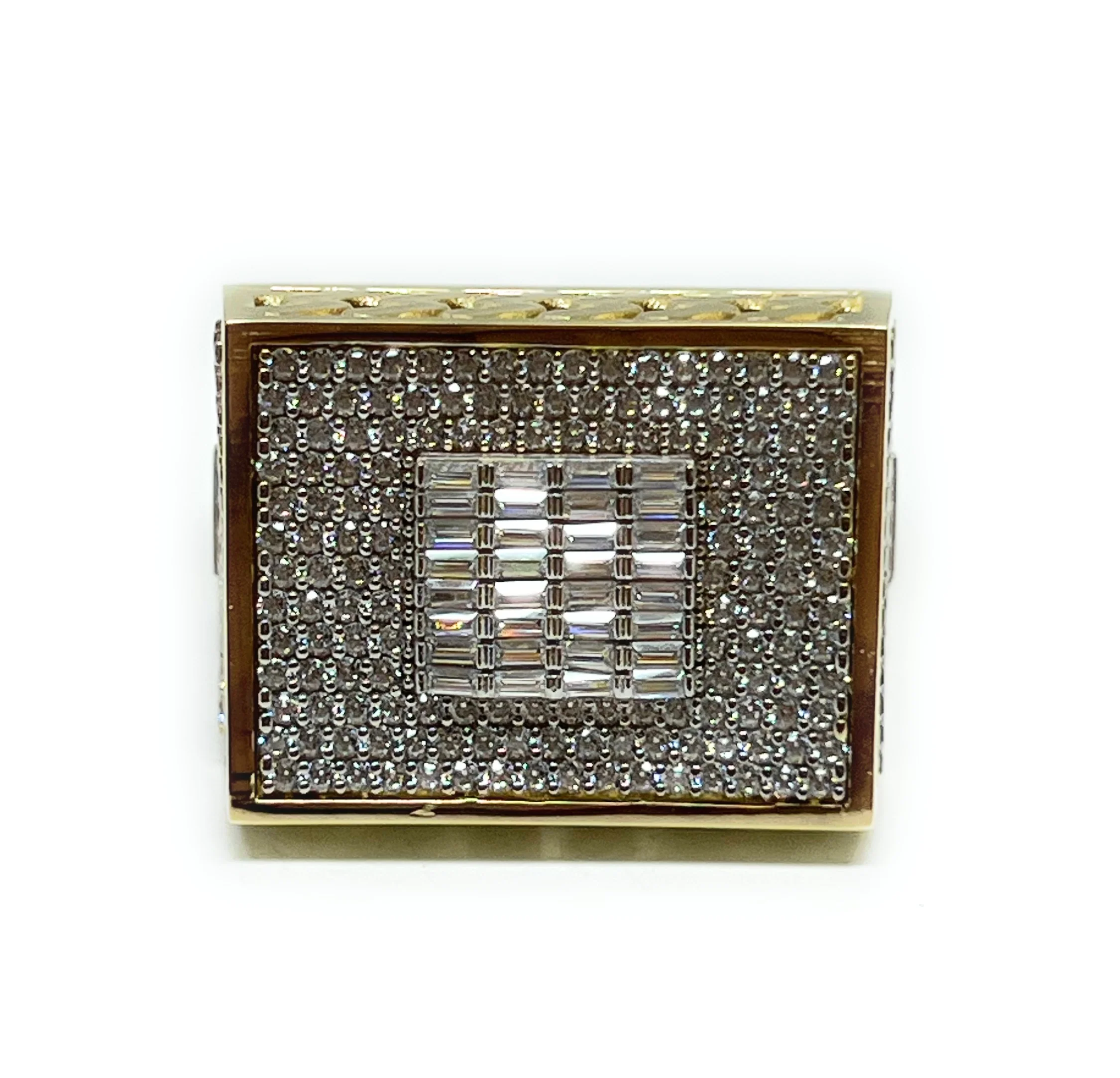 10k Solid Gold MONACO NERO CZ MENS SQUARE RING (NERO 14) - Image 4