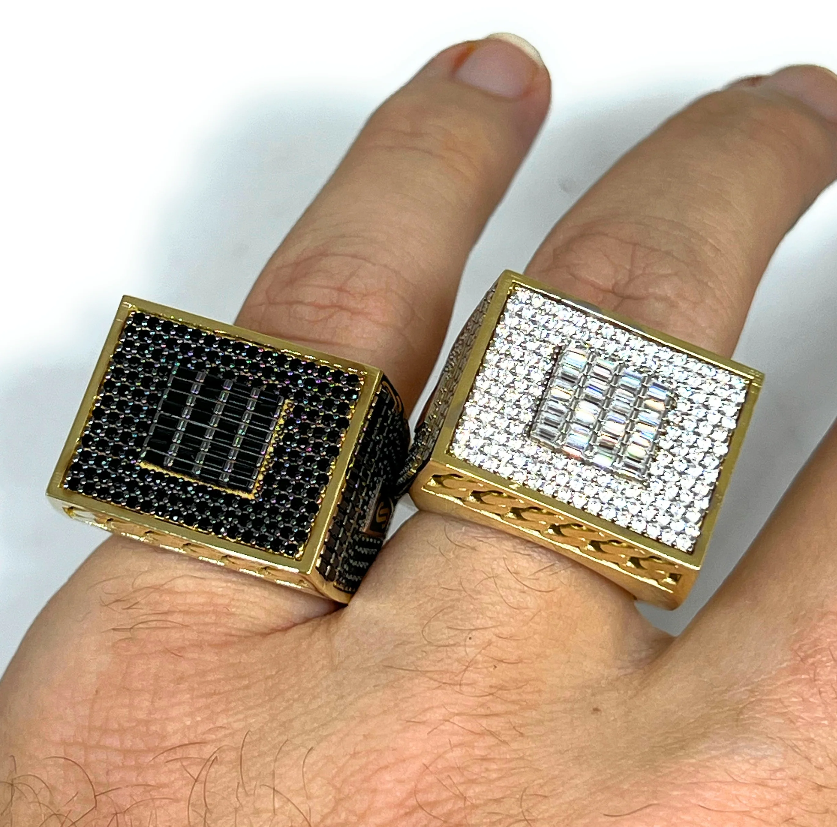 10k Solid Gold MONACO NERO CZ MENS SQUARE RING (NERO 14) - Image 5