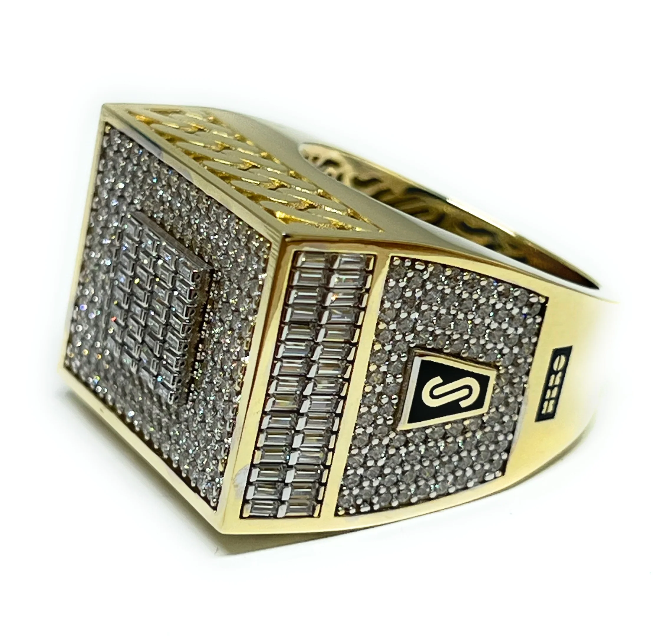 10k Solid Gold MONACO NERO CZ MENS SQUARE RING (NERO 14) - Image 6