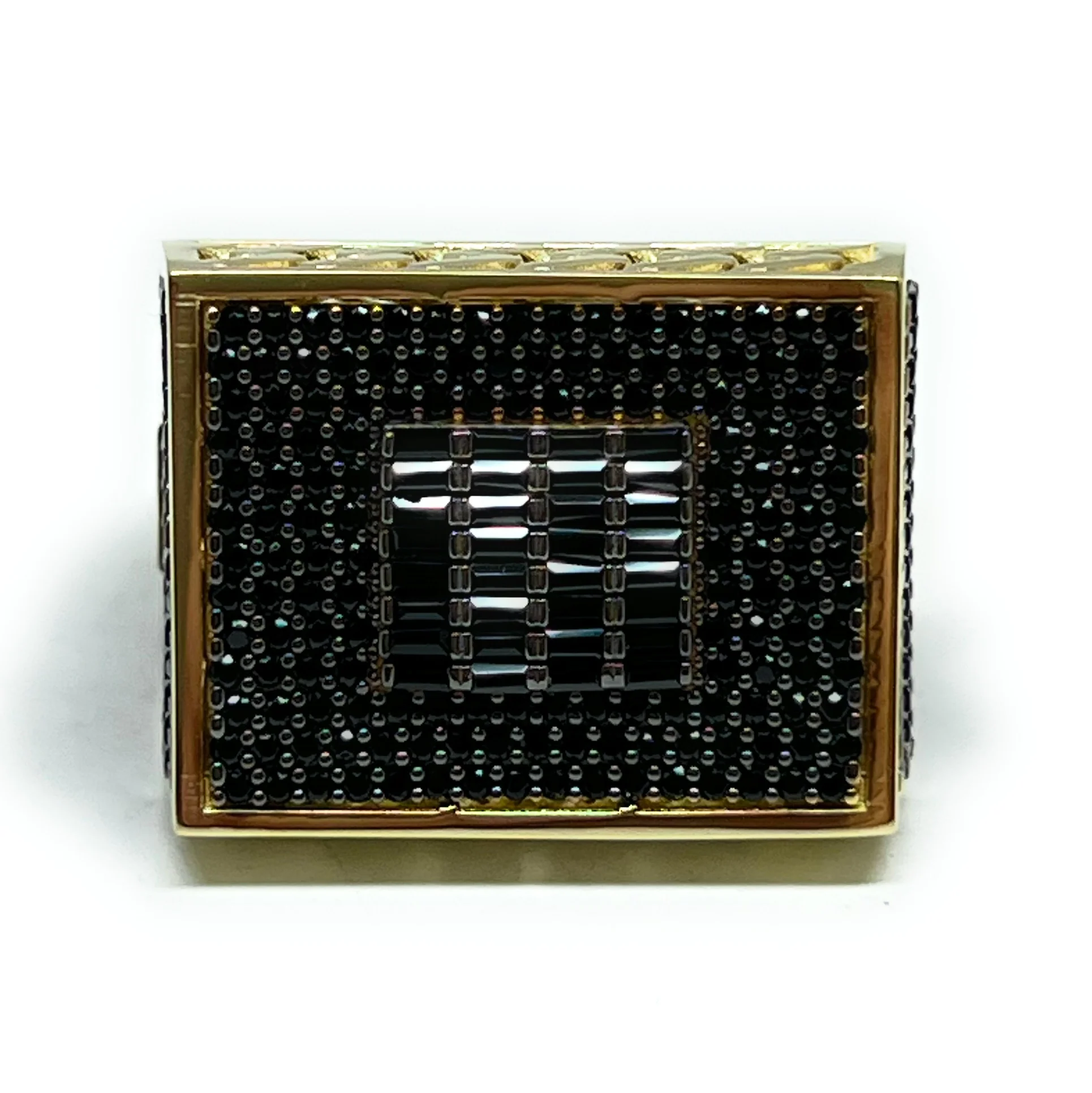 10k Solid Gold MONACO NERO CZ MENS SQUARE RING (NERO 14) - Image 8