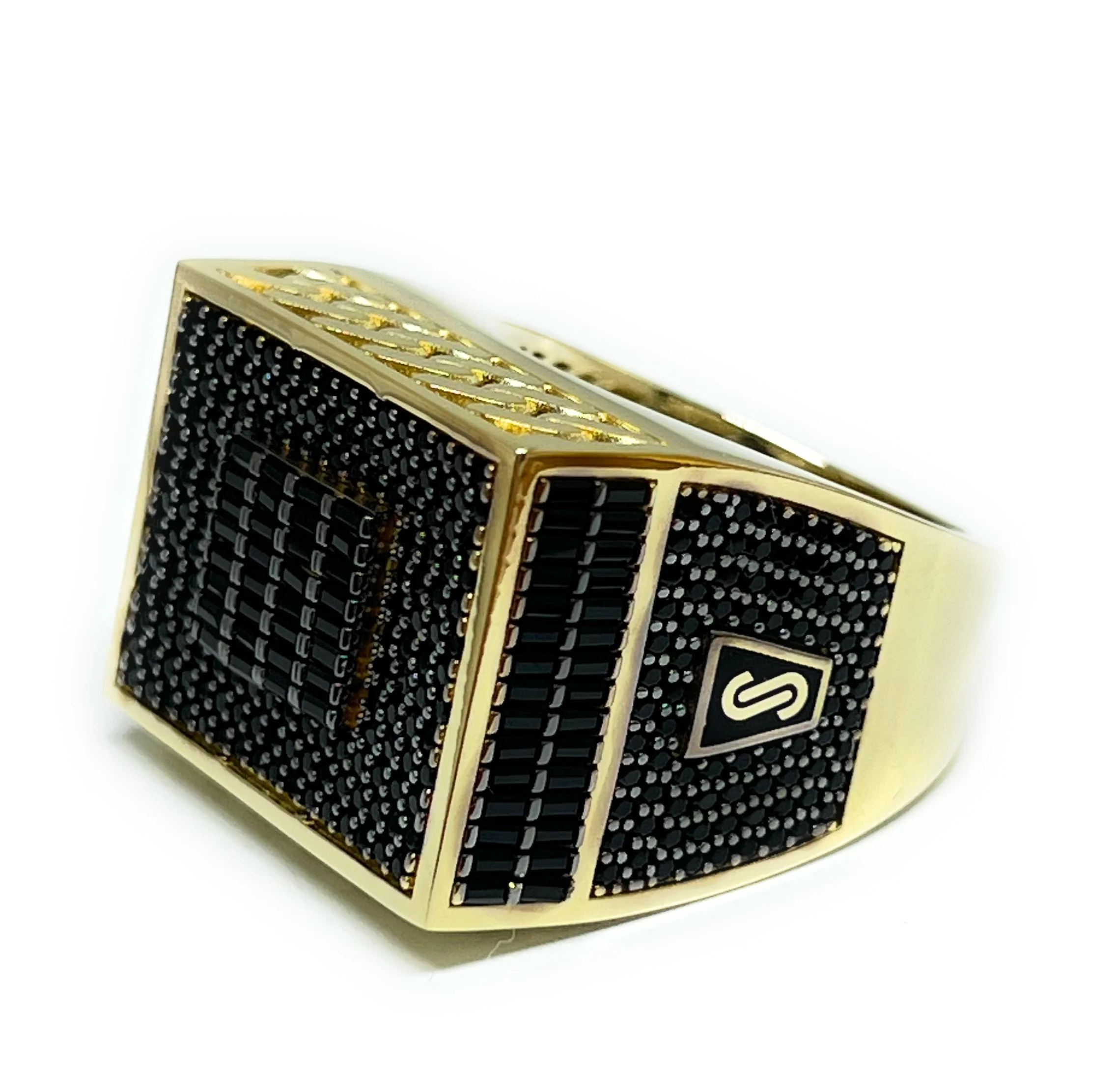 10k Solid Gold MONACO NERO CZ MENS SQUARE RING (NERO 14) - Image 9