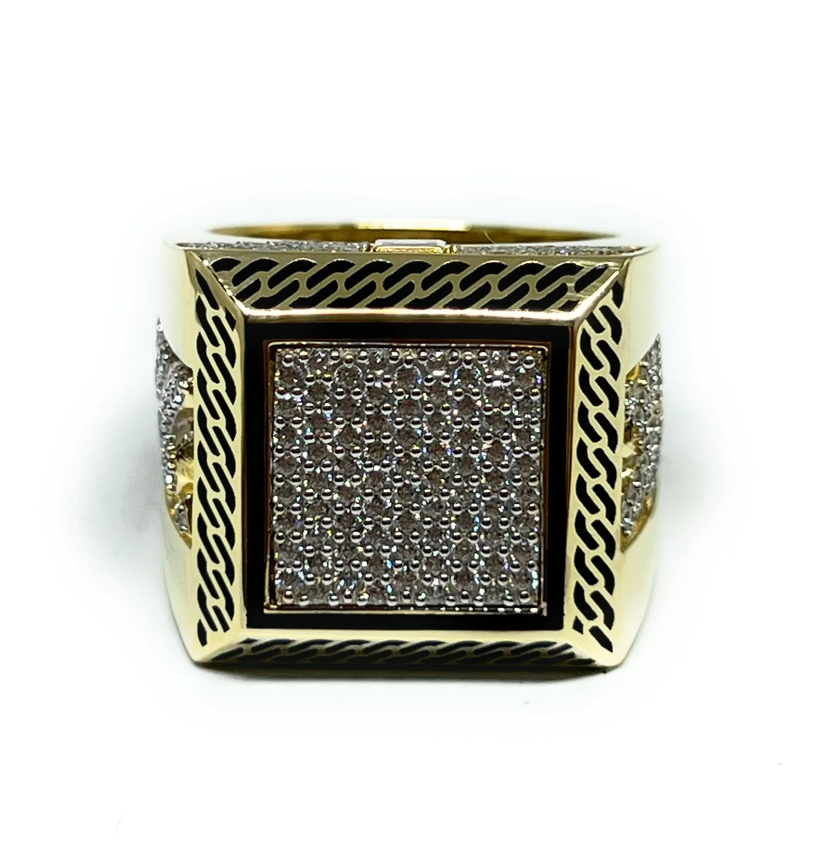 10k Solid Gold MONACO NERO CZ MENS SQUARE RING (NERO 5) - Image 4