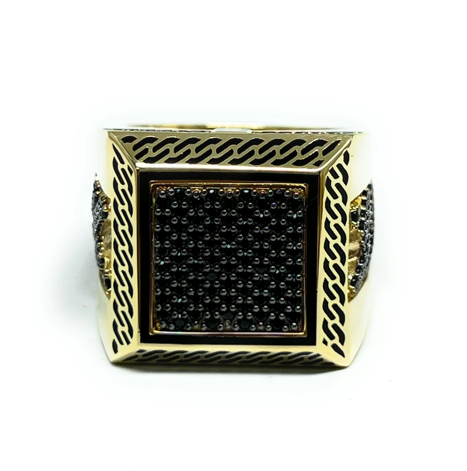 10k Solid Gold MONACO NERO CZ MENS SQUARE RING (NERO 5) - Image 7
