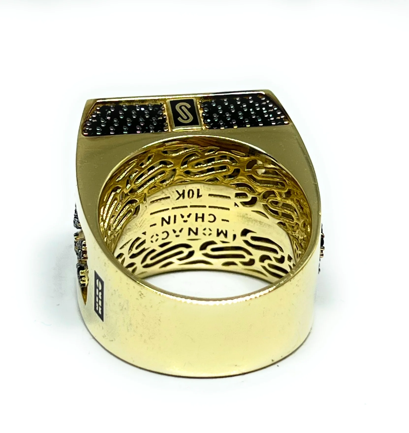 10k Solid Gold MONACO NERO CZ MENS SQUARE RING (NERO 5) - Image 9