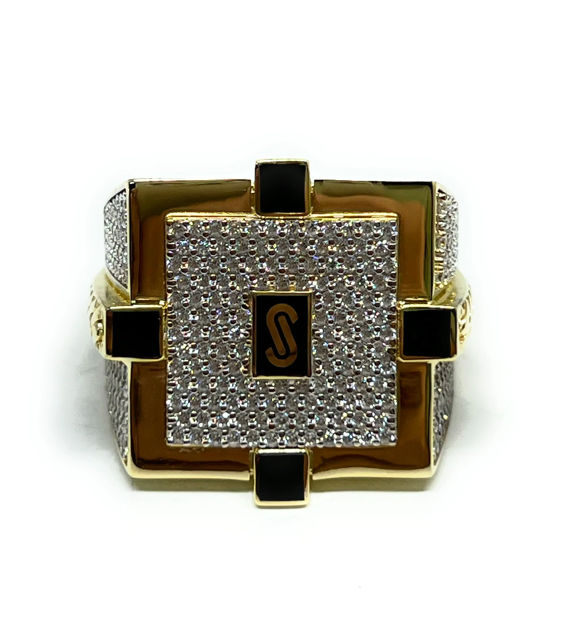 10k Solid Gold MONACO NERO CZ MENS SQUARE RING (NERO 7) - Image 4